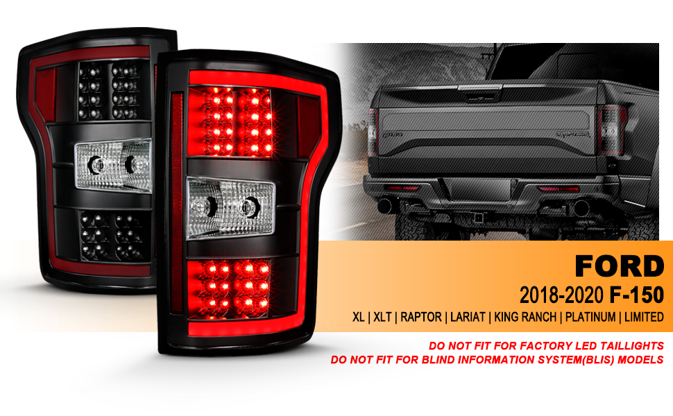 FORD F-150 2018 LED TAIL LIGHTS G2 JDM BLACK