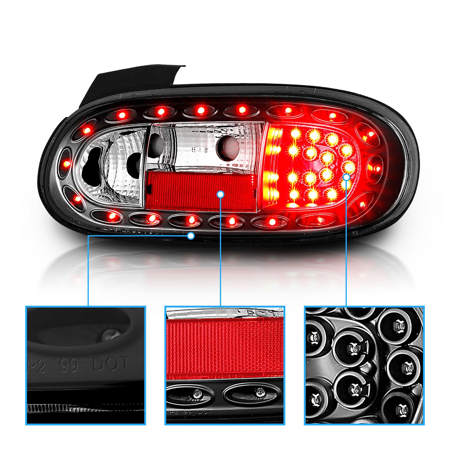 MAZDA MIATA 98-05 LED TAIL LIGHTS BLACK