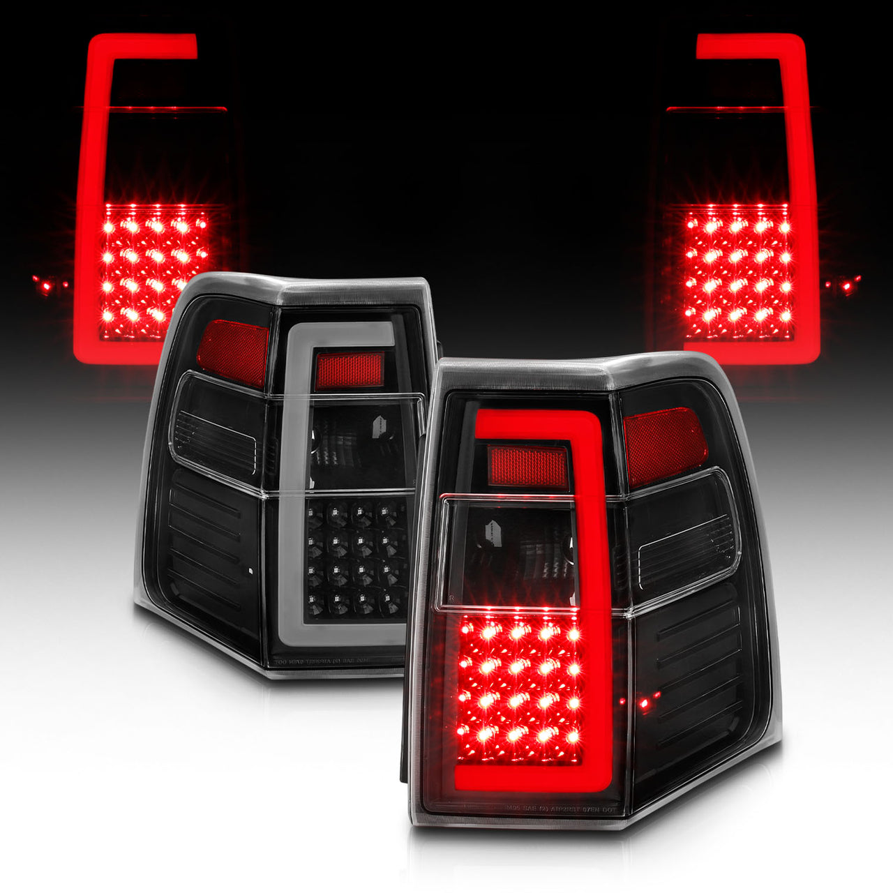 FORD EXPEDITION 07-17 LED TAIL LIGHTS BLACK HOUSING CLEAR LENS (SEQUENTIAL SIGNAL) W/ C-LIGHT BAR