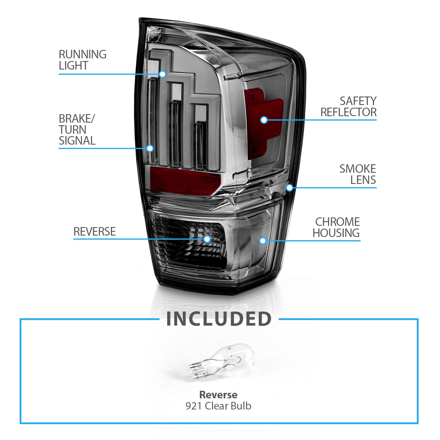 TOYOTA TACOMA 16-21 LED TAIL LIGHTS SMOKE