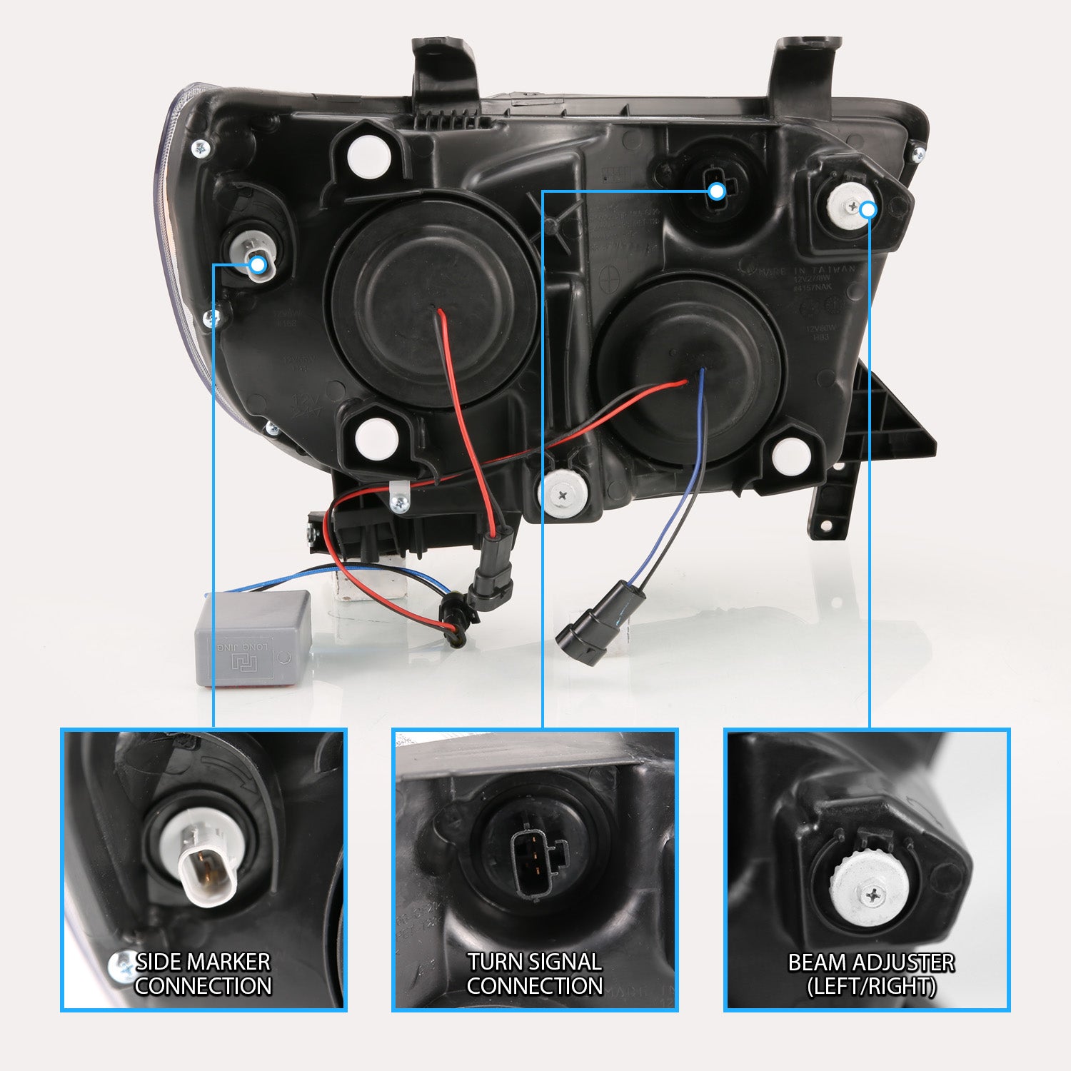 TOYOTA TUNDRA 07-13/SEQUOIA 08-17 FULL LED PROJECTOR HEADLIGHTS BLACK AMBER (W/ DRL LIGHT BAR)