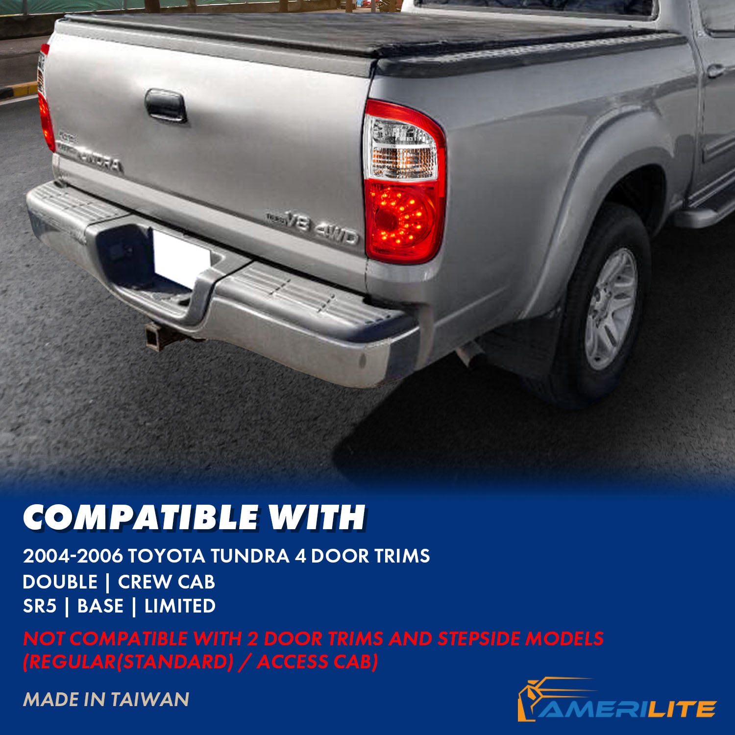 TOYOTA TUNDRA 00-06 LED TAIL LIGHTS RED/CLEAR (DOUBLE CAB ONLY/DOES NOT FIT STEPSIDE)