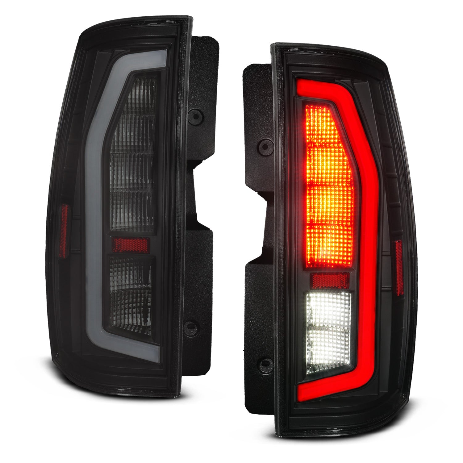 CHEVY TAHOE/SUBURBAN / GMC YUKON/YUKON XL 07-14 LED TAIL LIGHTS BLACK HOUSING SMOKE LENS W/ C LIGHT BAR G2