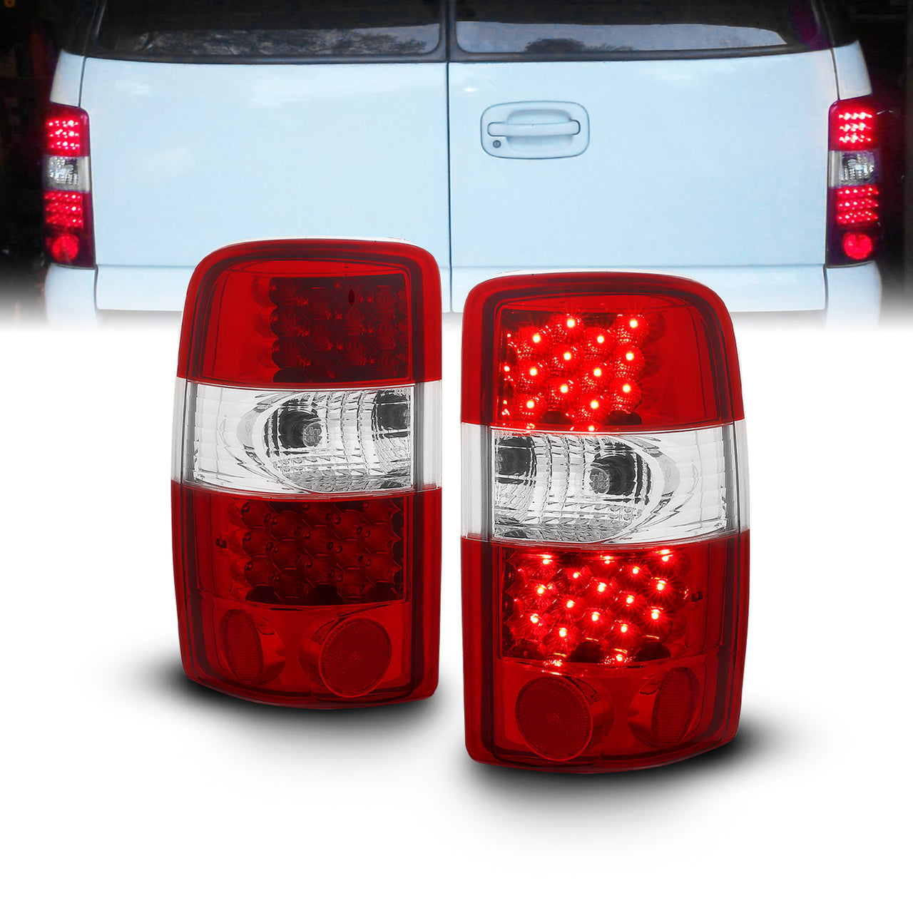 CHEVY TAHOE/SUBURBAN/GMC DENALI 00-06 LED TAIL LIGHTS RED/CLEAR