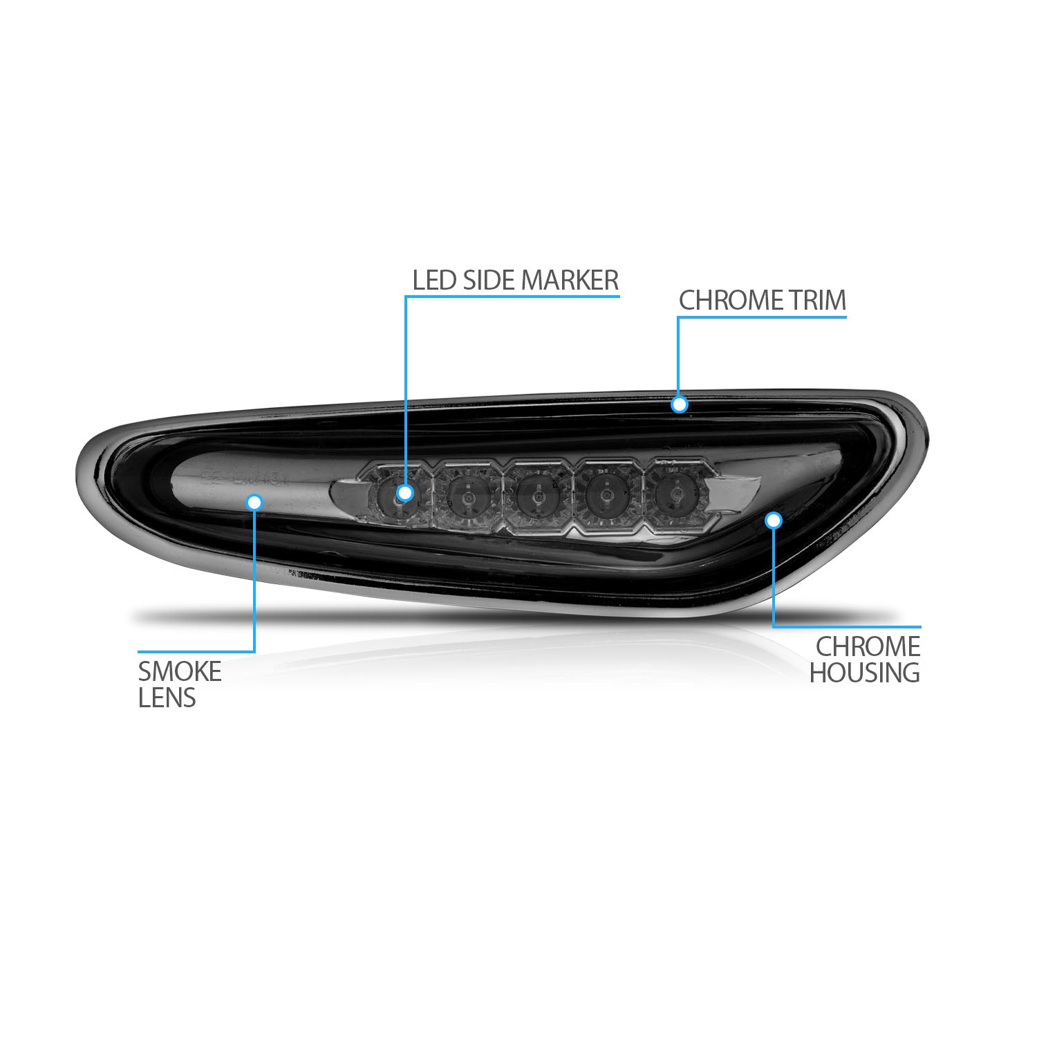 BMW 3 SERIES E36 92-98/E46 99-05/E34 89-96/E39 97-03/E60 04-10/X3 04-09 LED SIDE MARKERS SMOKE