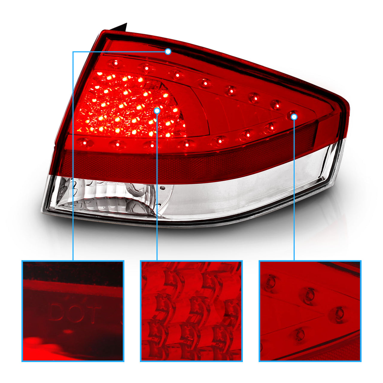FORD FOCUS 08-11 4DR/2DR LED TAIL LIGHTS RED/CLEAR