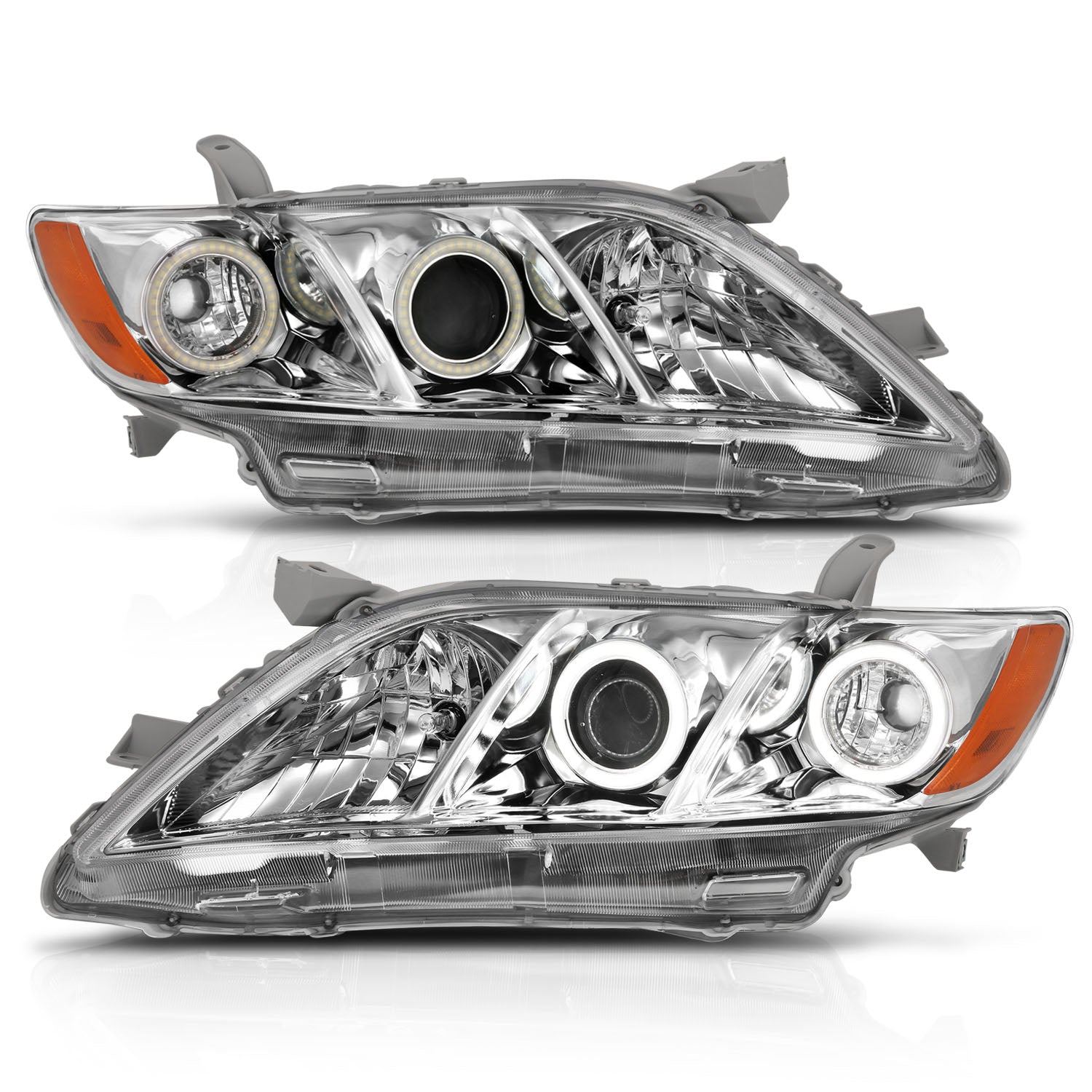 TOYOTA CAMRY 07-09 PROJECTOR HEADLIGHTS HALO CHROME CLEAR AMBER (RX HALO)