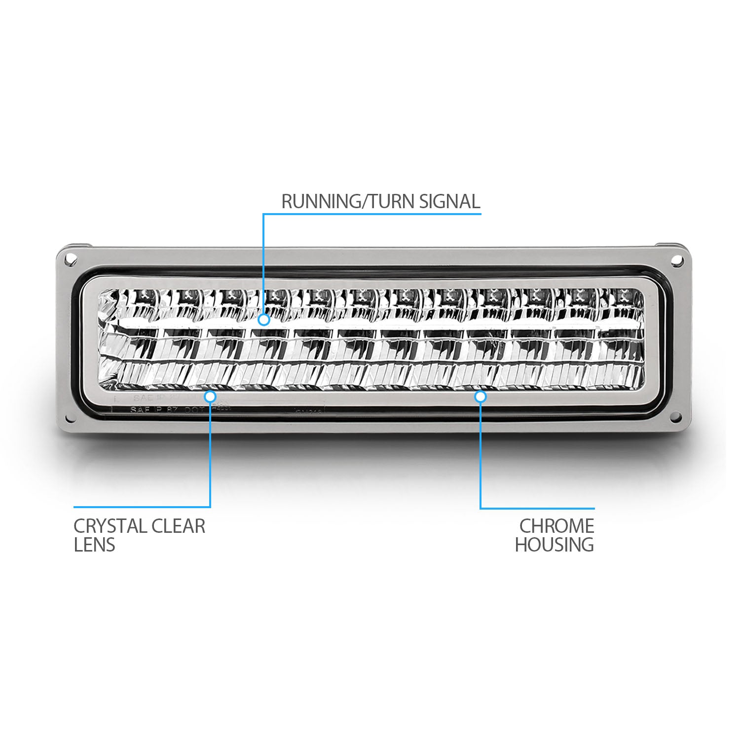 CHEVY FULLSIZE/BLAZER/SUBURBAN/SIERRA/YUKON 88-98 PARKING LED LIGHTS CHROME