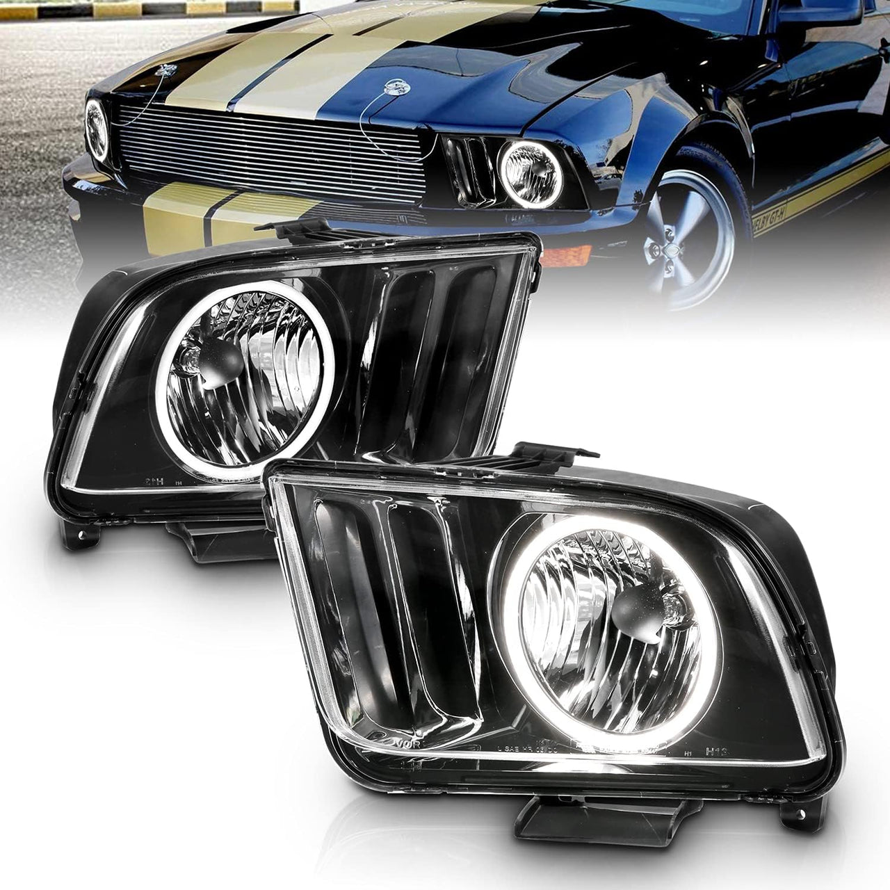 FORD MUSTANG 05-09 HEADLIGHTS HALO BLACK (RX HALO)
