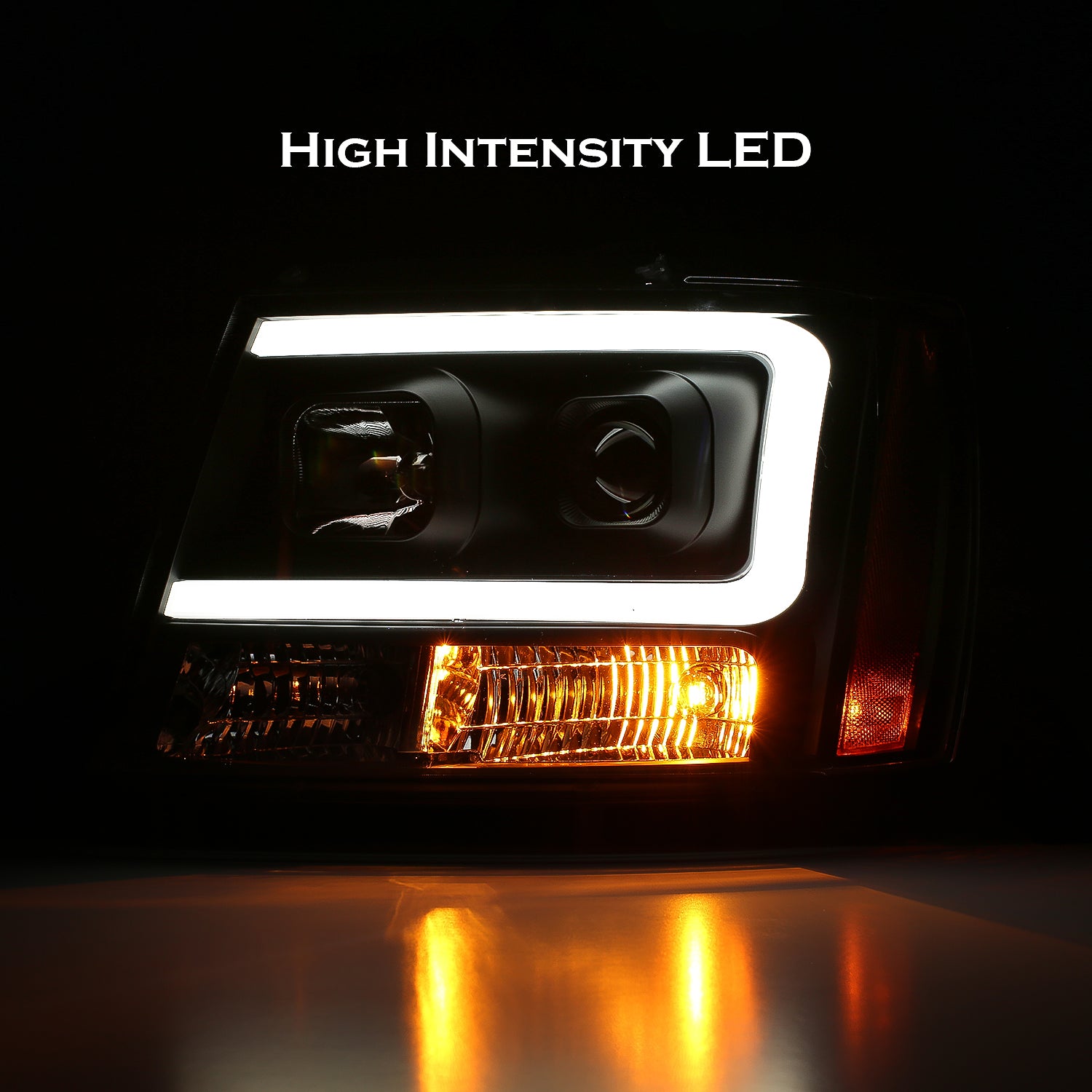 CHEVY TAHOE/SUBURBAN/AVALANCHE 07 PROJECTOR HEADLIGHTS G2 BLACK CLEAR AMBER