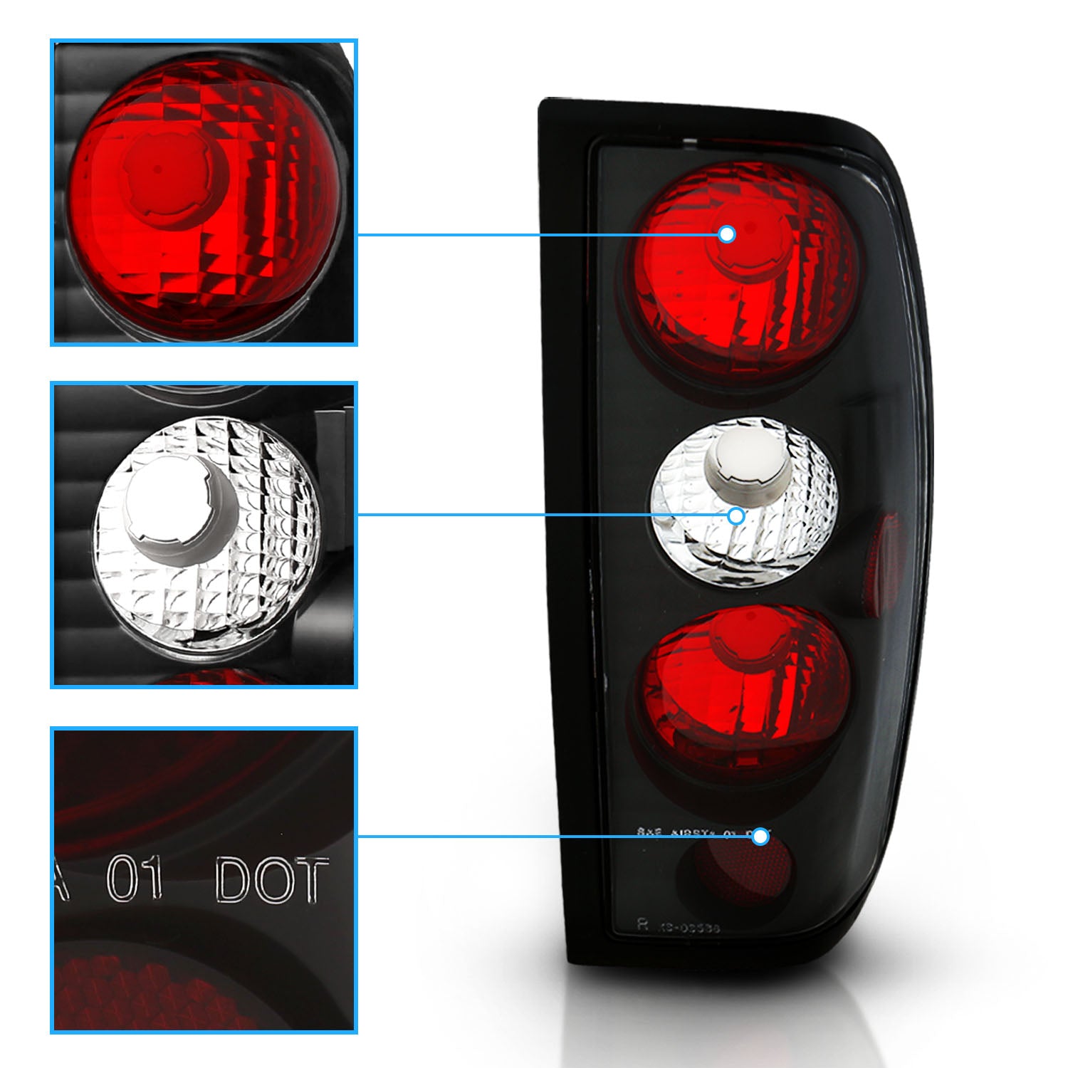 NISSAN FRONTIER 98-04 TAIL LIGHTS BLACK