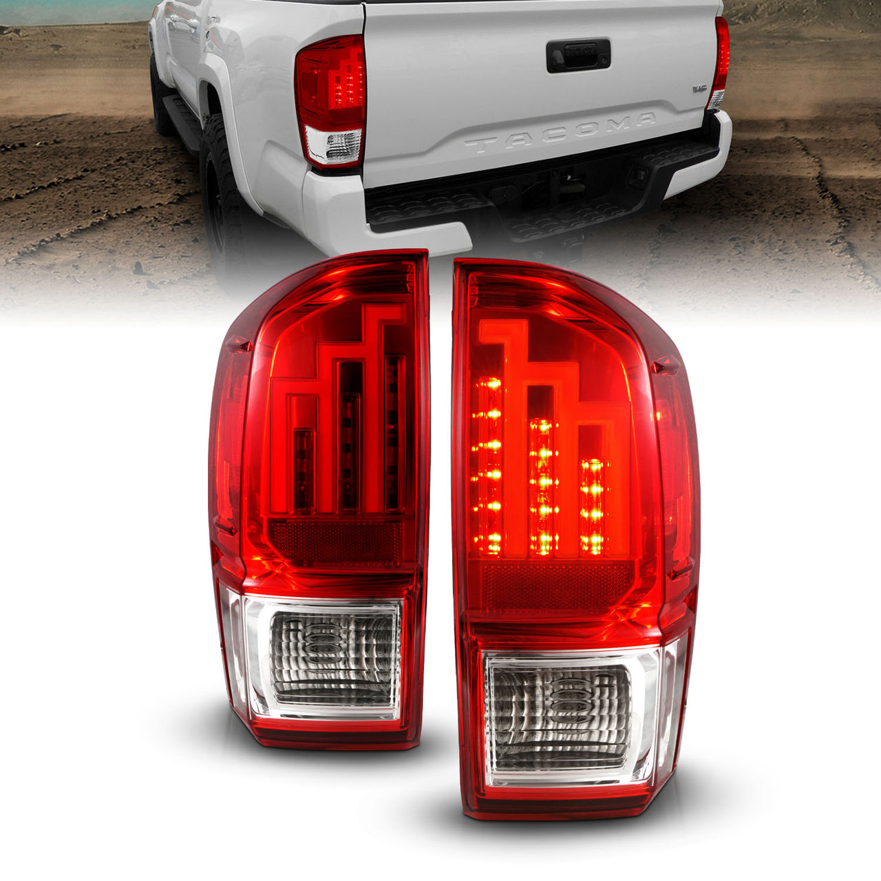 TOYOTA TACOMA 16-21 LED TAIL LIGHTS RED/CLEAR