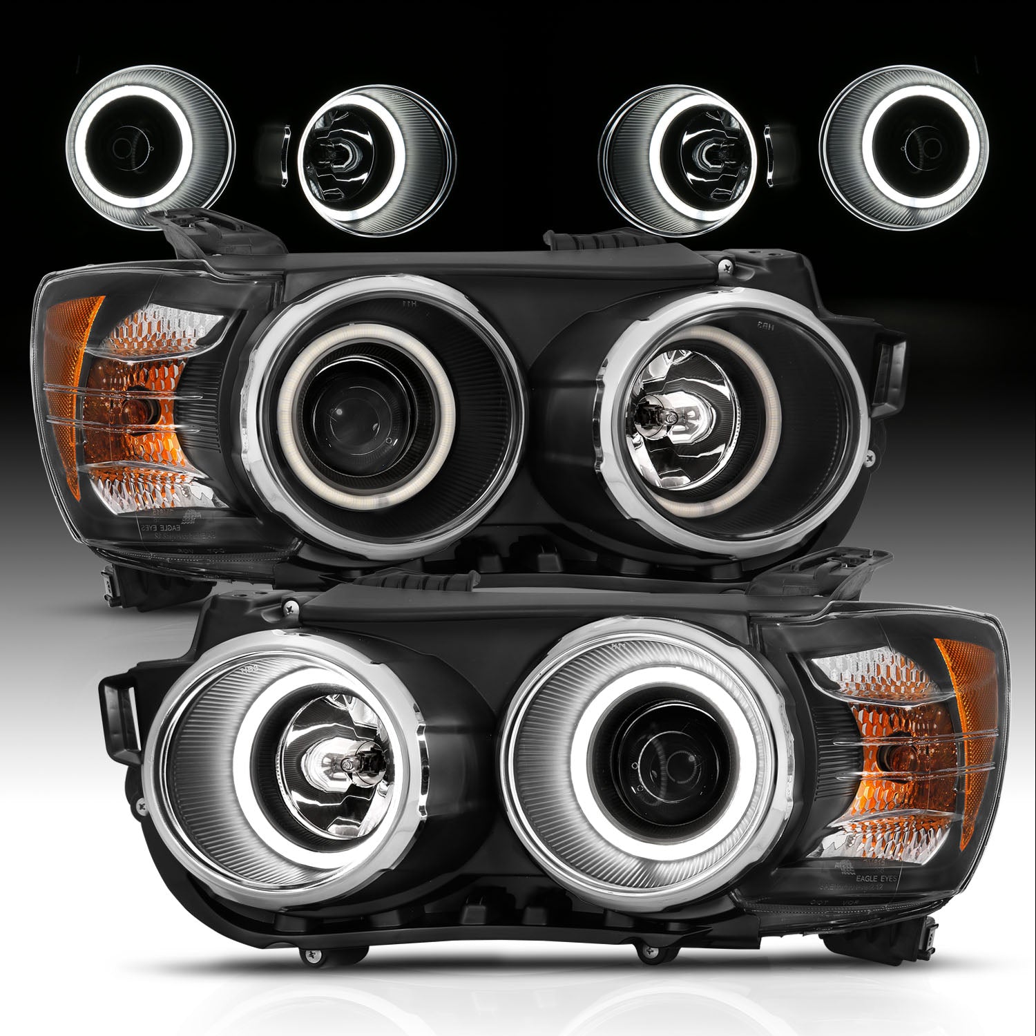 CHEVY SONIC 12-13 4D/HATCHBACK PROJECTOR HALO HEADLIGHTS BLACK CLEAR AMBER (RX HALO)