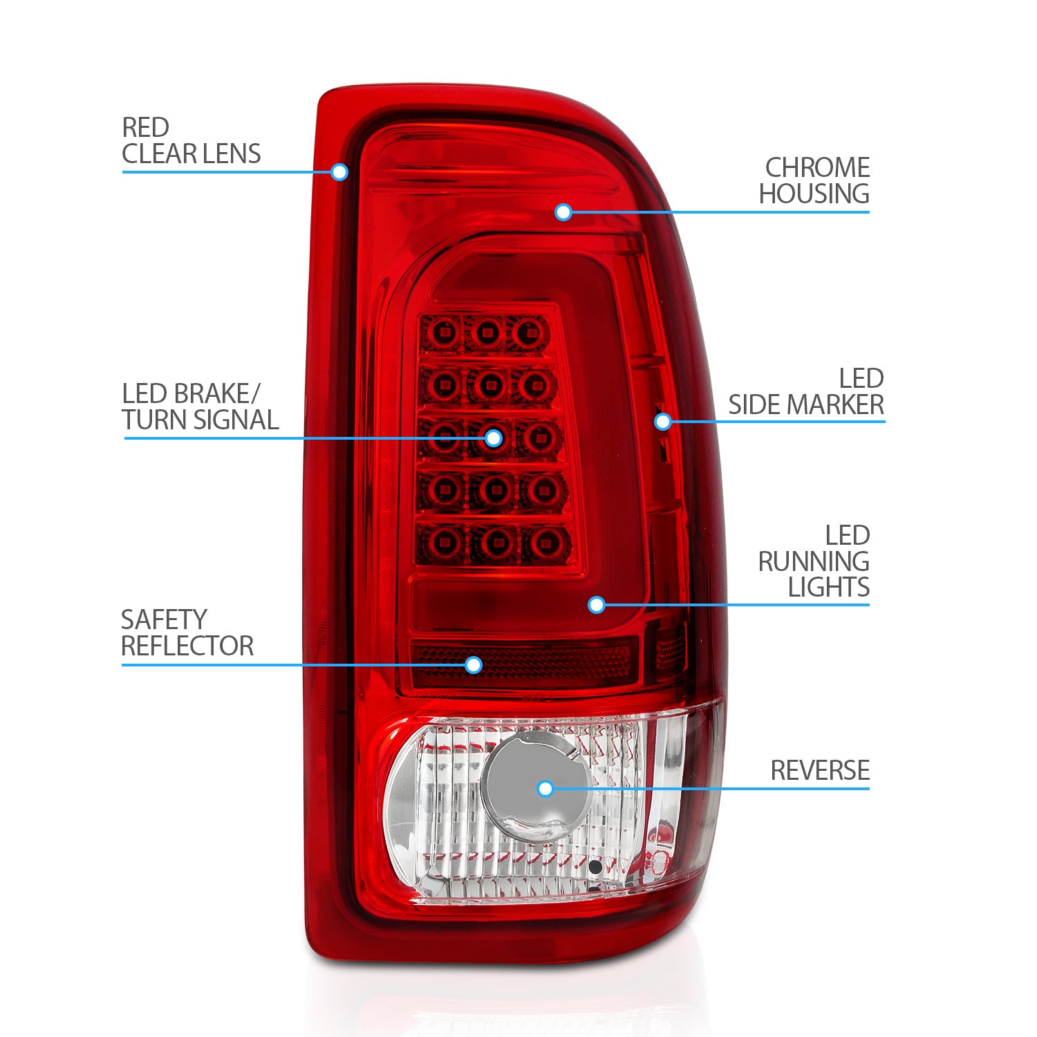 DODGE DAKOTA 97-04 L.E.D T.L RED LENS W/ C LIGHT BAR