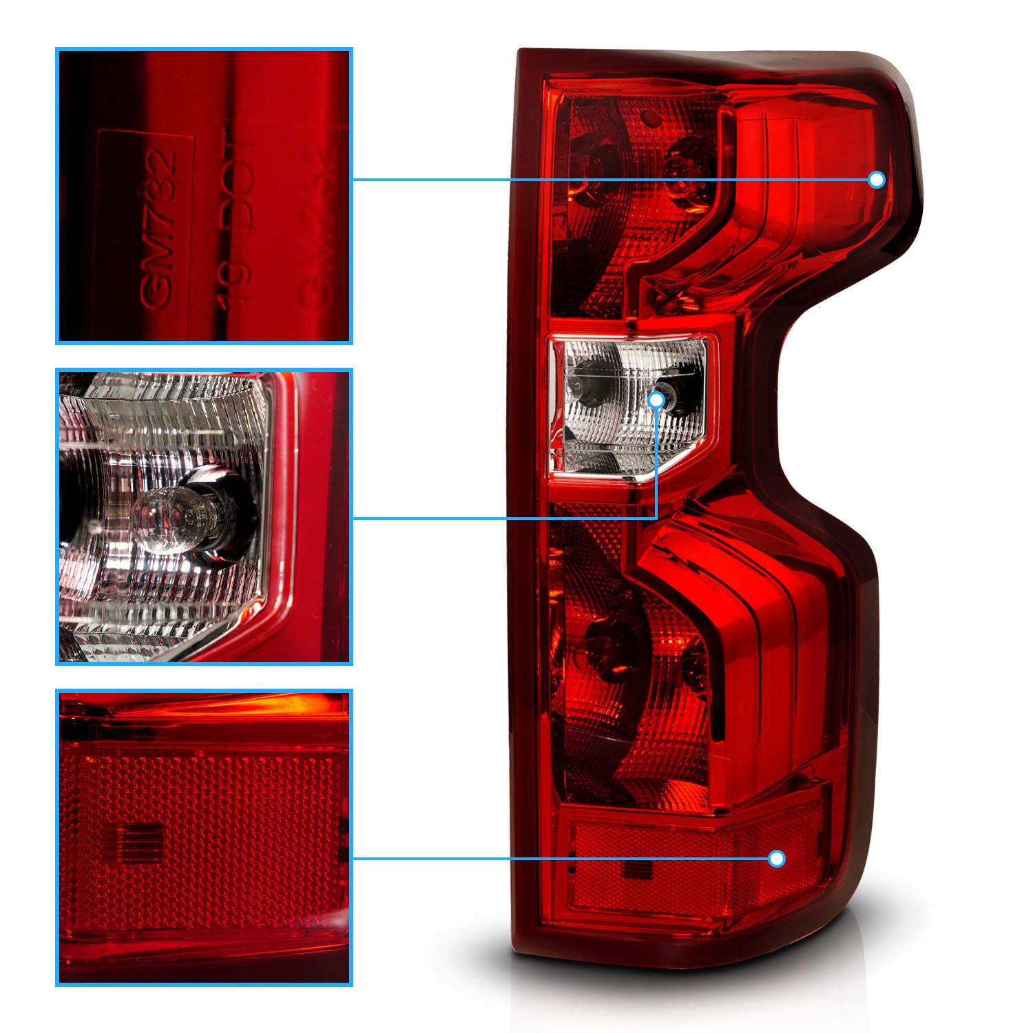 CHEVY SILVERADO 19-20 TAIL LIGHTS RED/CLEAR LENS, CHROME HOUSING (OE STYLE)