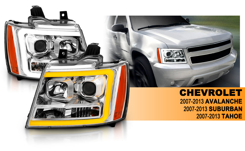 CHEVY TAHOE/SUBURBAN/AVALANCHE 07 PROJECTOR HEADLIGHTS G3 CHROME CLEAR AMBER