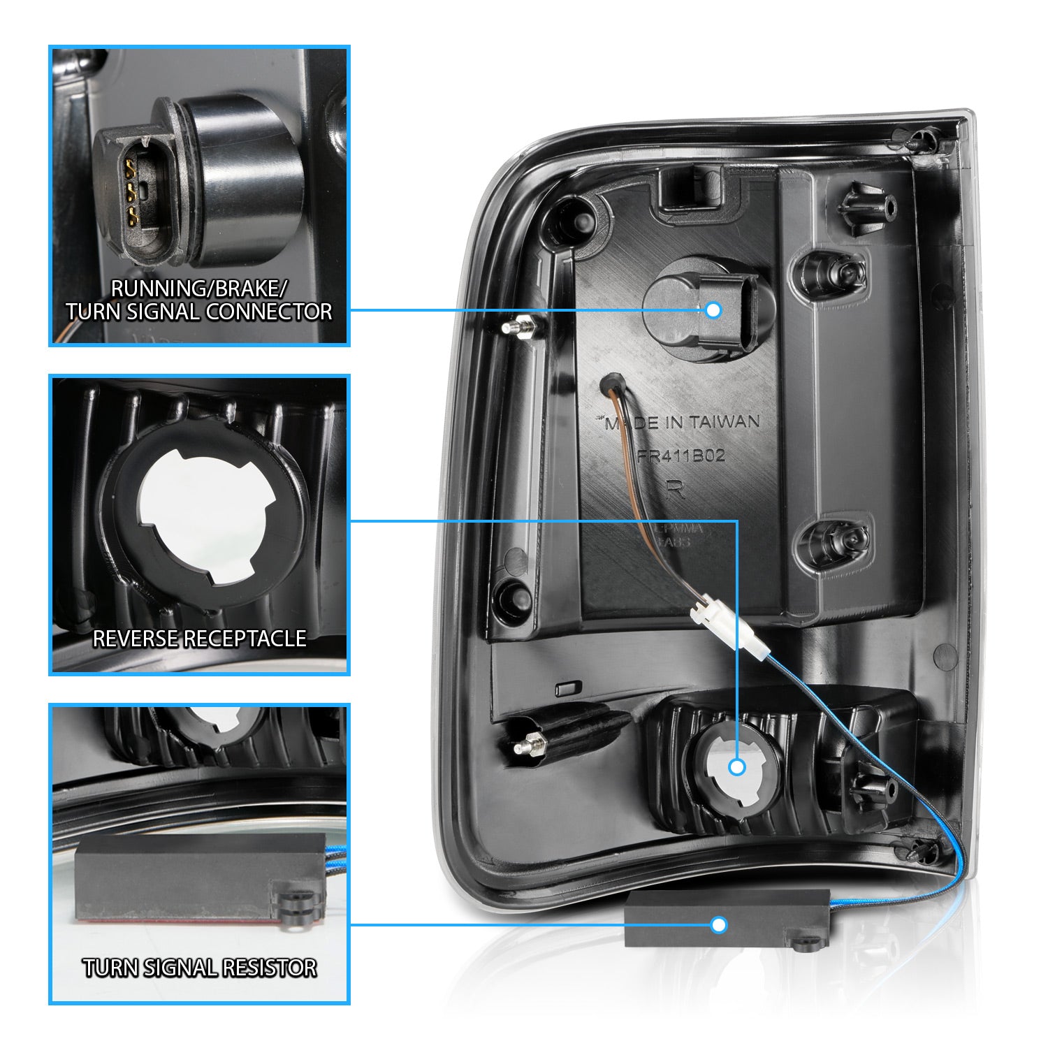 FORD F-150 04-08 LED TAIL LIGHTS BLACK HOUSING SMOKE LENS (W/ C LIGHT BAR)