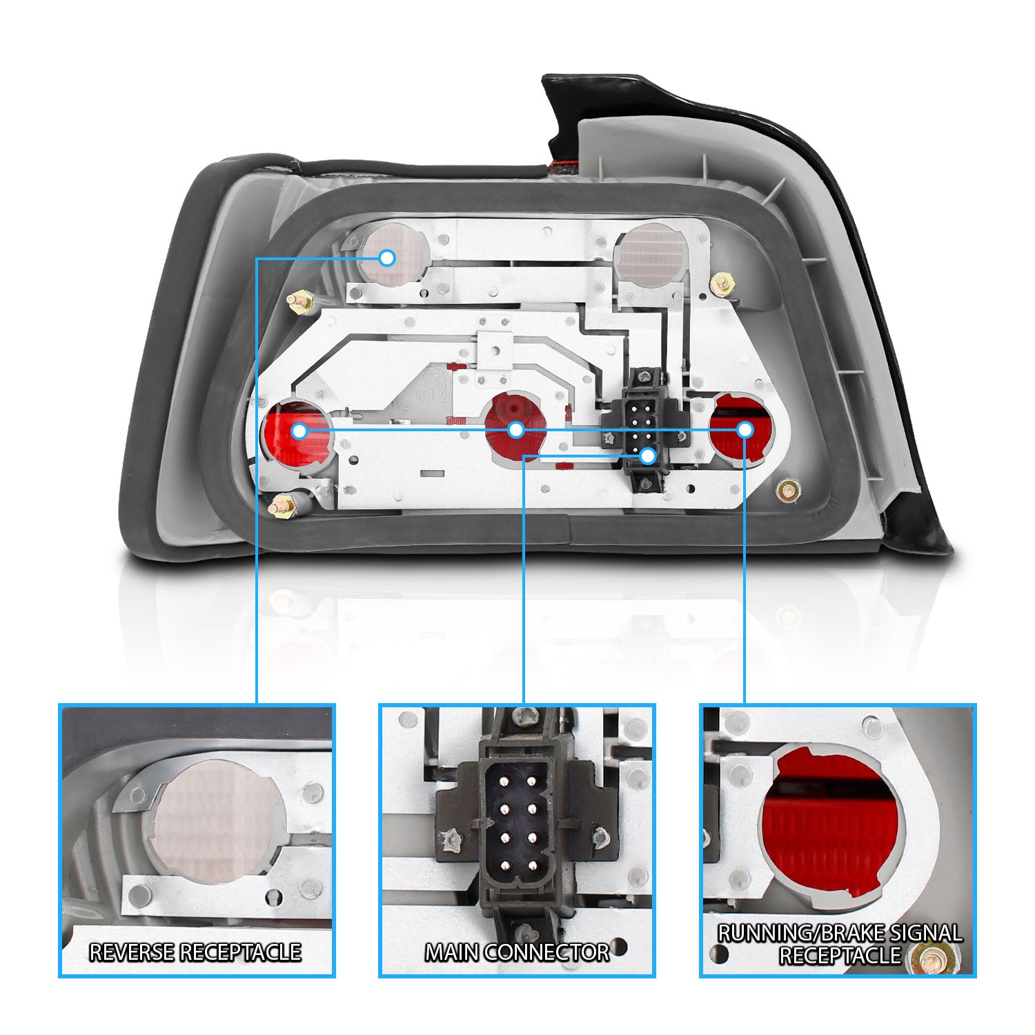 BMW 3 SERIES E36 92-98 4DR TAIL LIGHTS RED/CLEAR