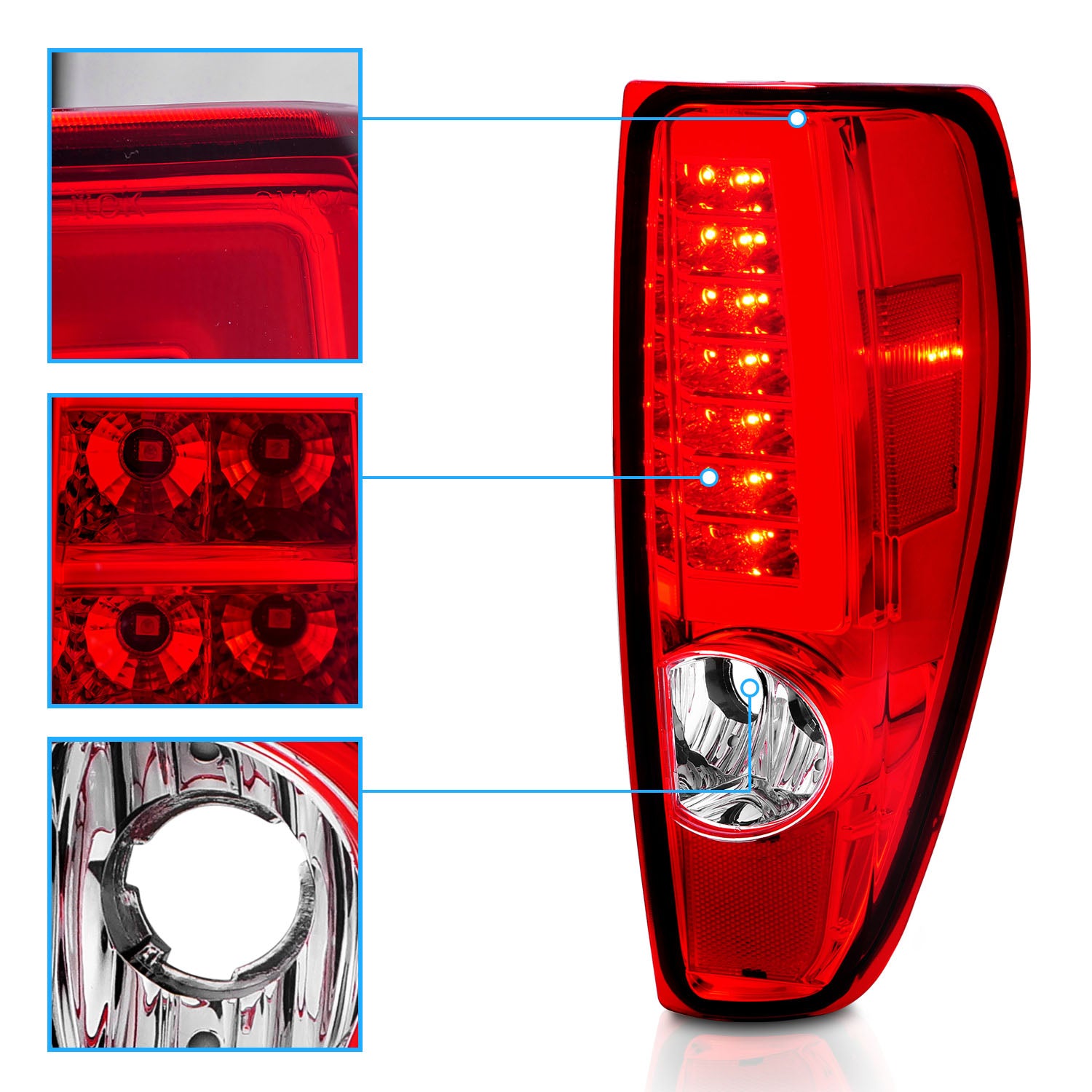 CHEVY COLORADO/GMC CANYON 04-12  LED TAIL LIGHTS CHROME HOUSING RED/CLEAR LENS (W/ C LIGHT BAR)