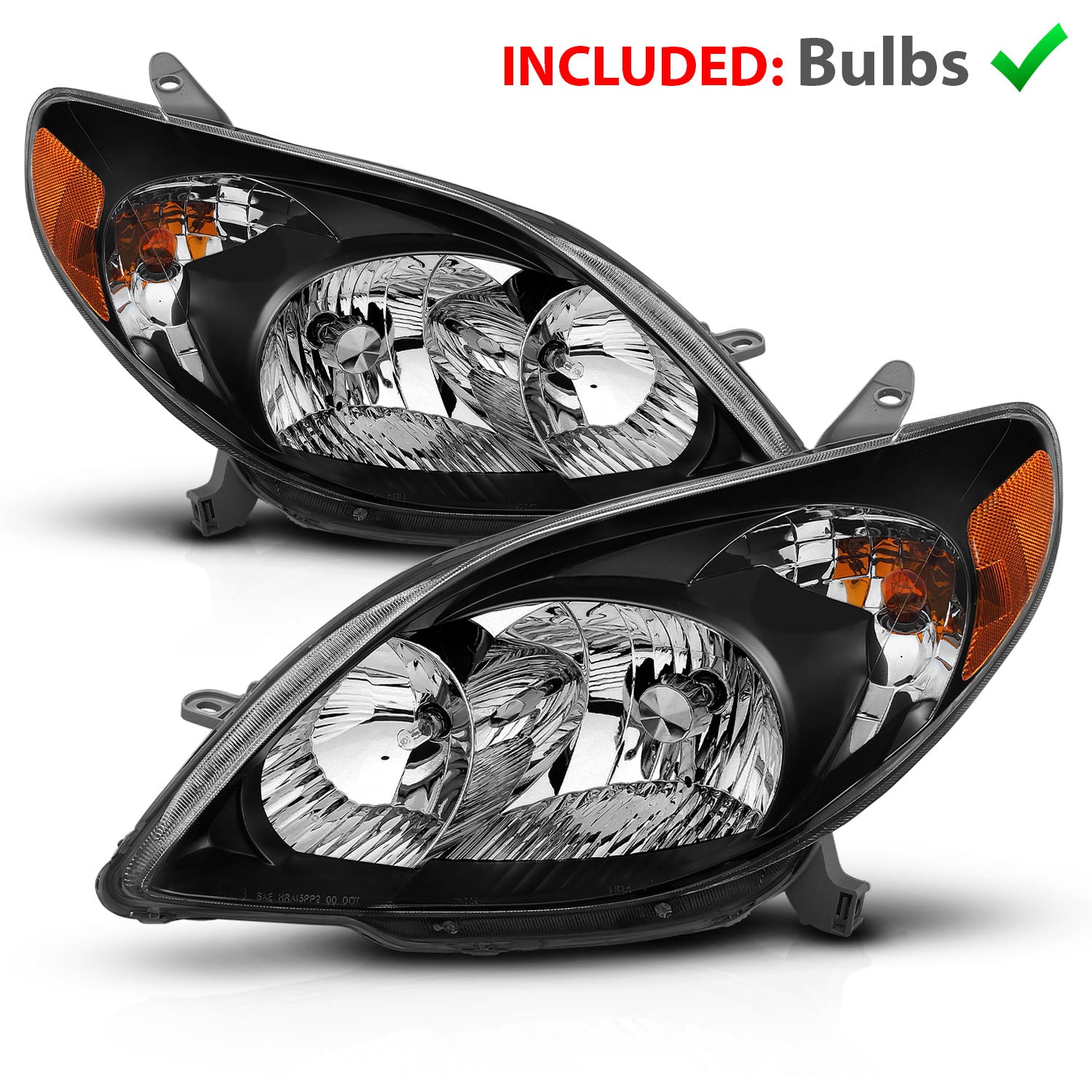 TOYOTA MATRIX 03-08 CRYSTAL HEADLIGHTS BLACK AMBER