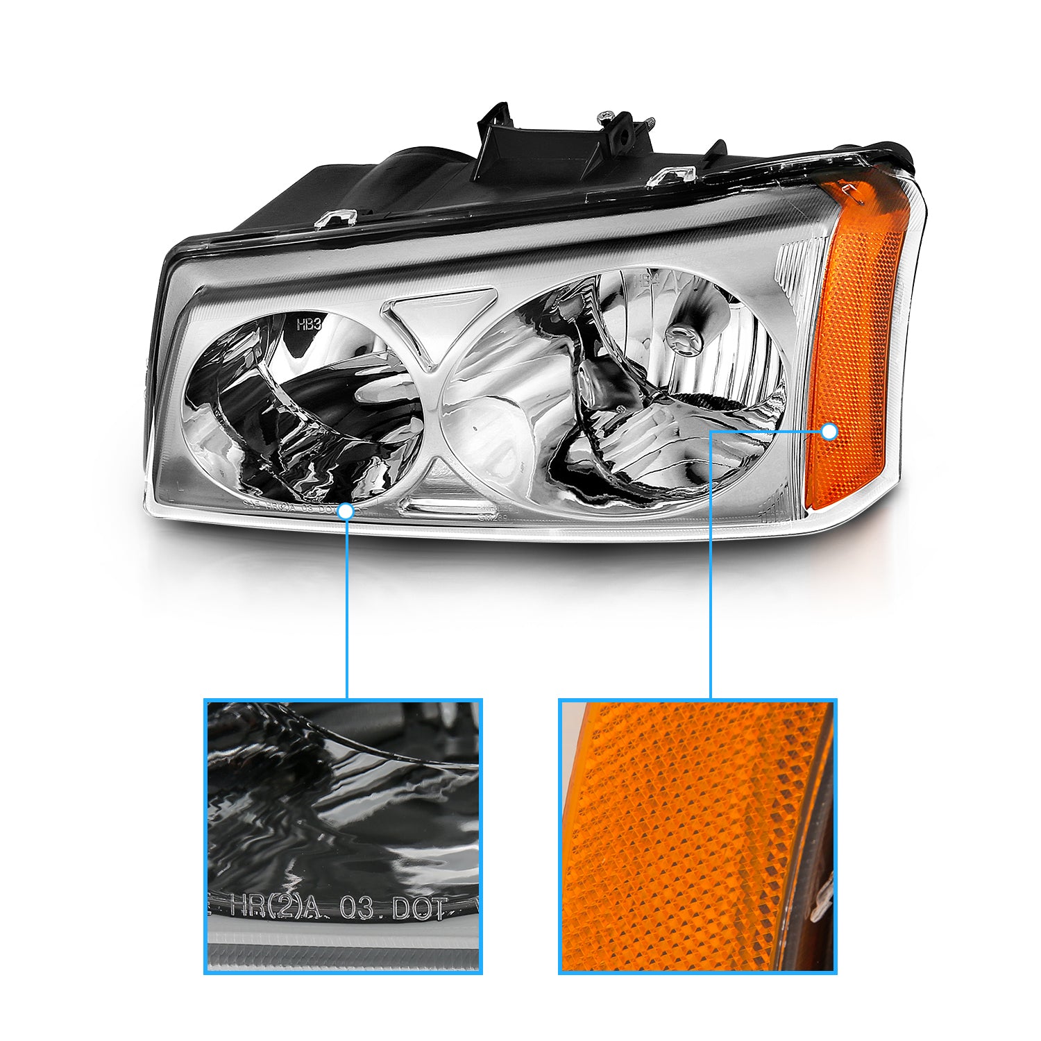 CHEVY SILVERADO 03-06 CRYSTAL HEADLIGHTS CLEAR AMBER