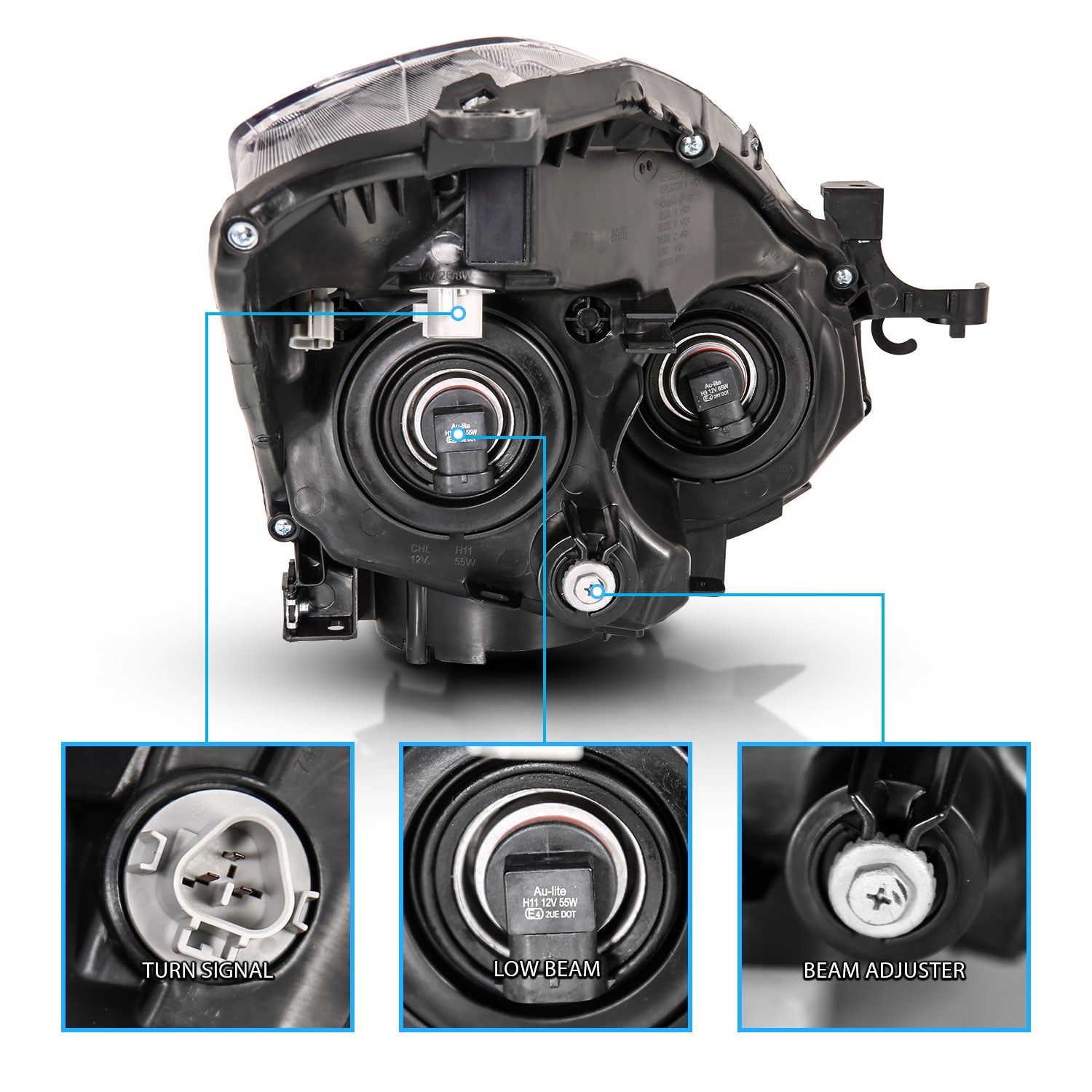 NISSAN ALTIMA 10-13 2DR/COUPE HEADLIGHTS BLACK (HALOGEN TYPE)