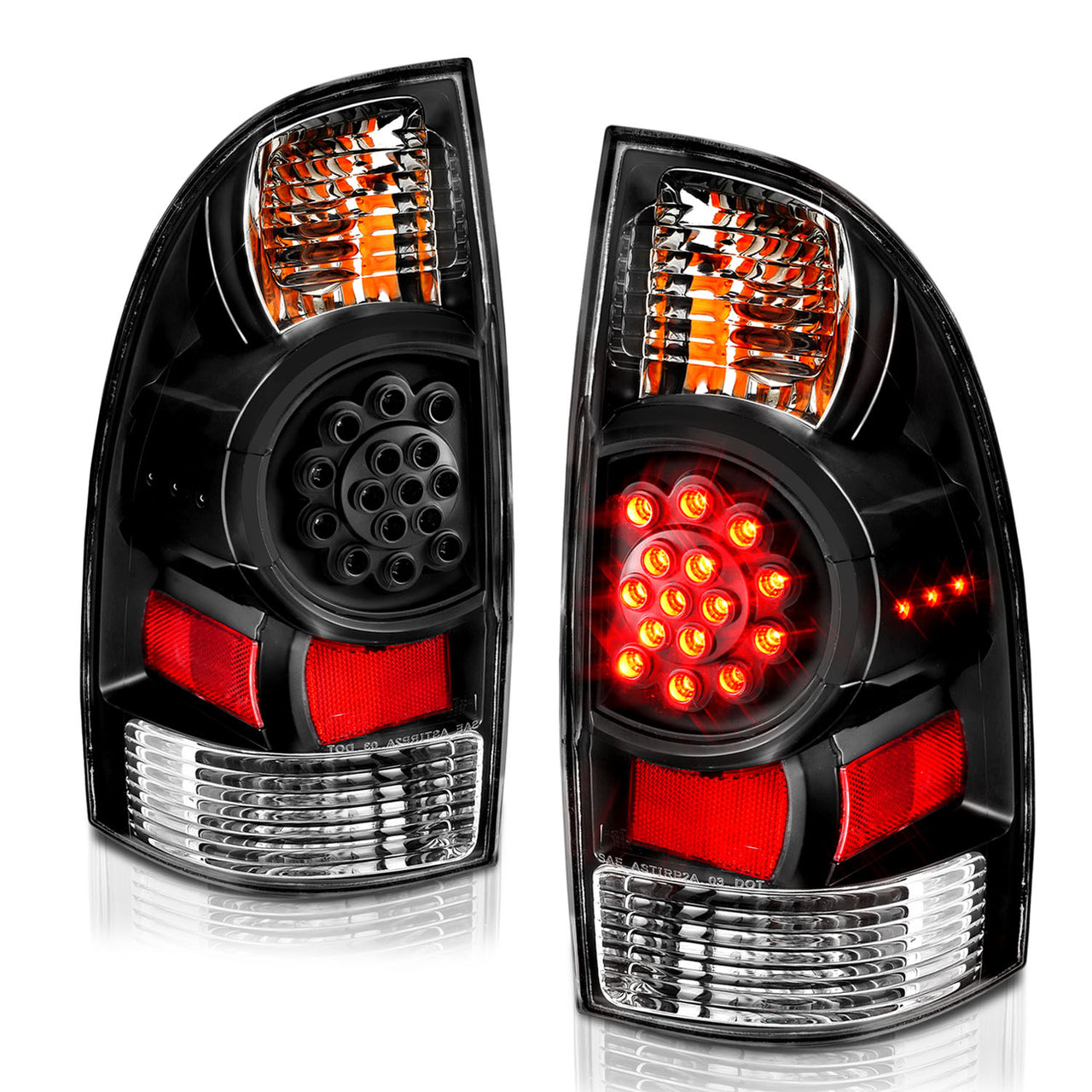TOYOTA TACOMA 05-06 LED TAIL LIGHTS BLACK HOUSING CLEAR LENS