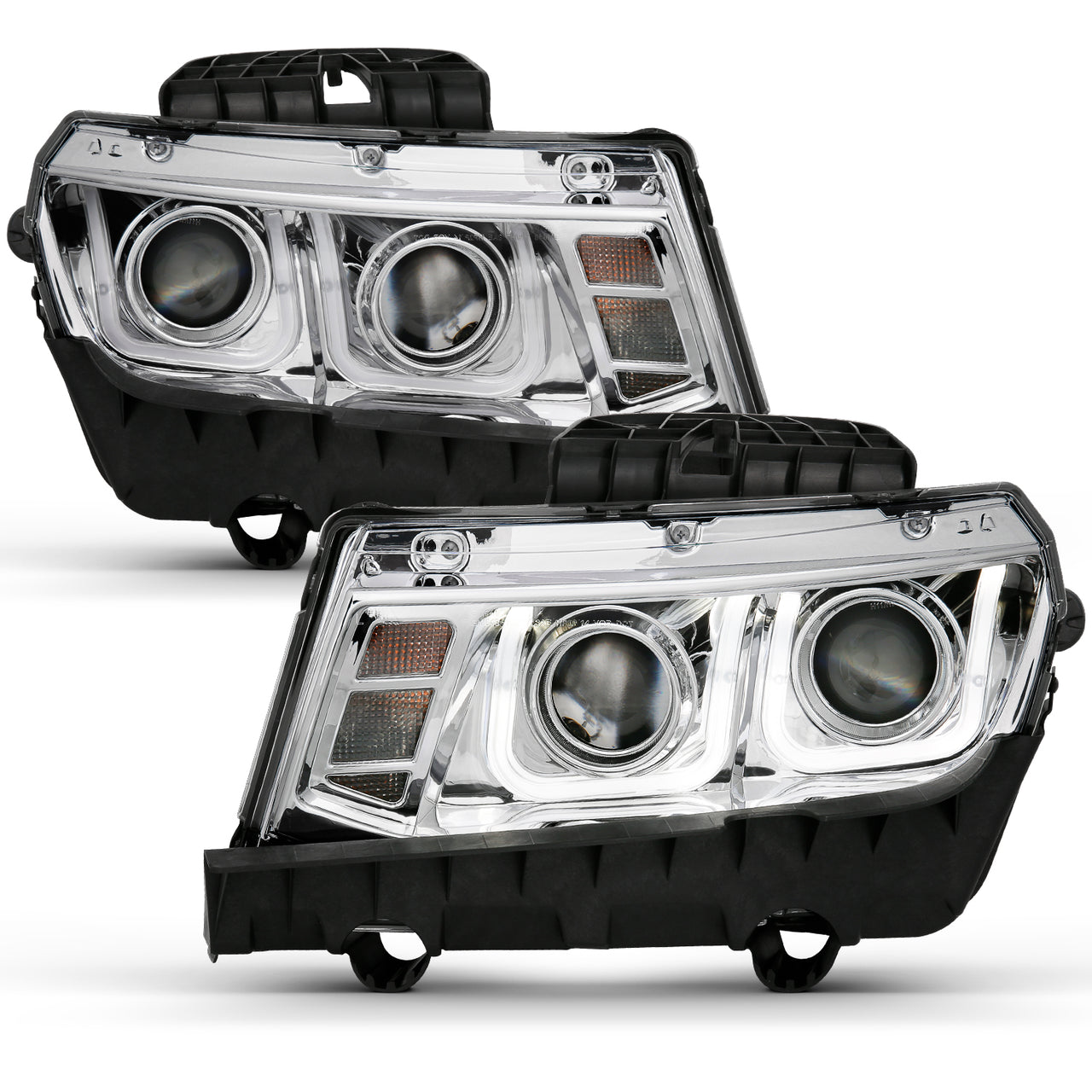 CHEVY CAMARO 14-15 PROJECTOR HEADLIGHTS U-BAR STYLE CHROME CLEAR
