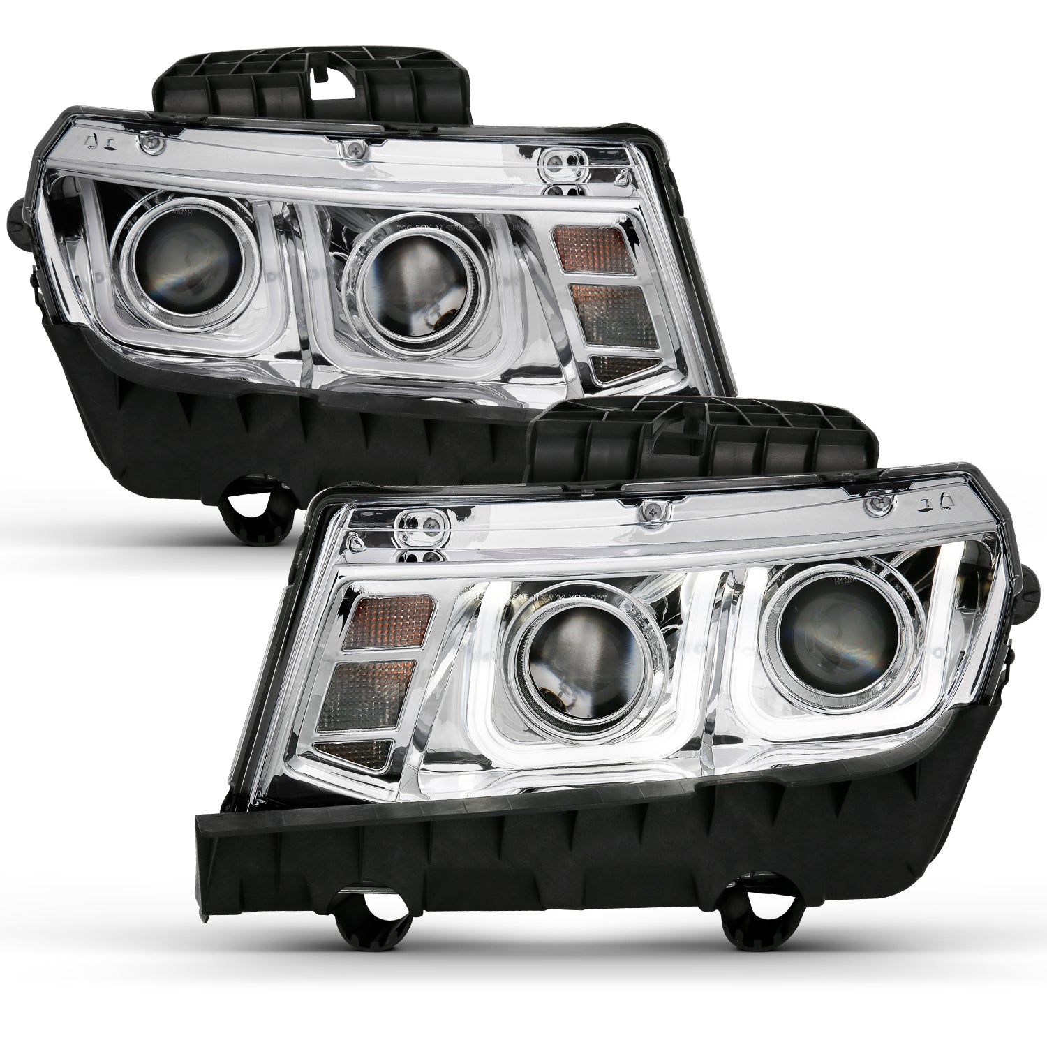 CHEVY CAMARO 14-15 PROJECTOR HEADLIGHTS U-BAR STYLE CHROME CLEAR