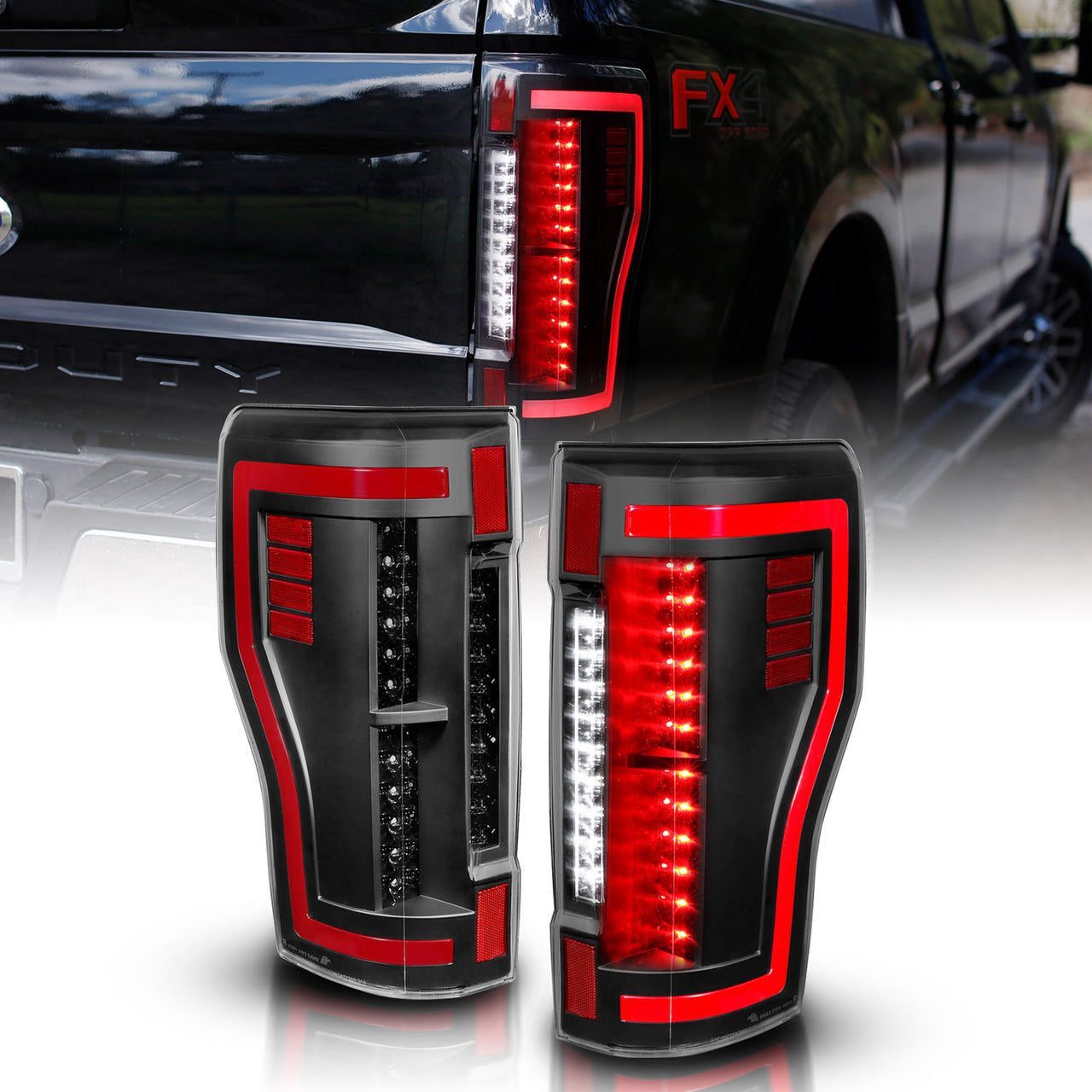 FORD F-250/F350/F450 17-UP LED TAIL LIGHTS BLACK HOUSE CLEAR LENS