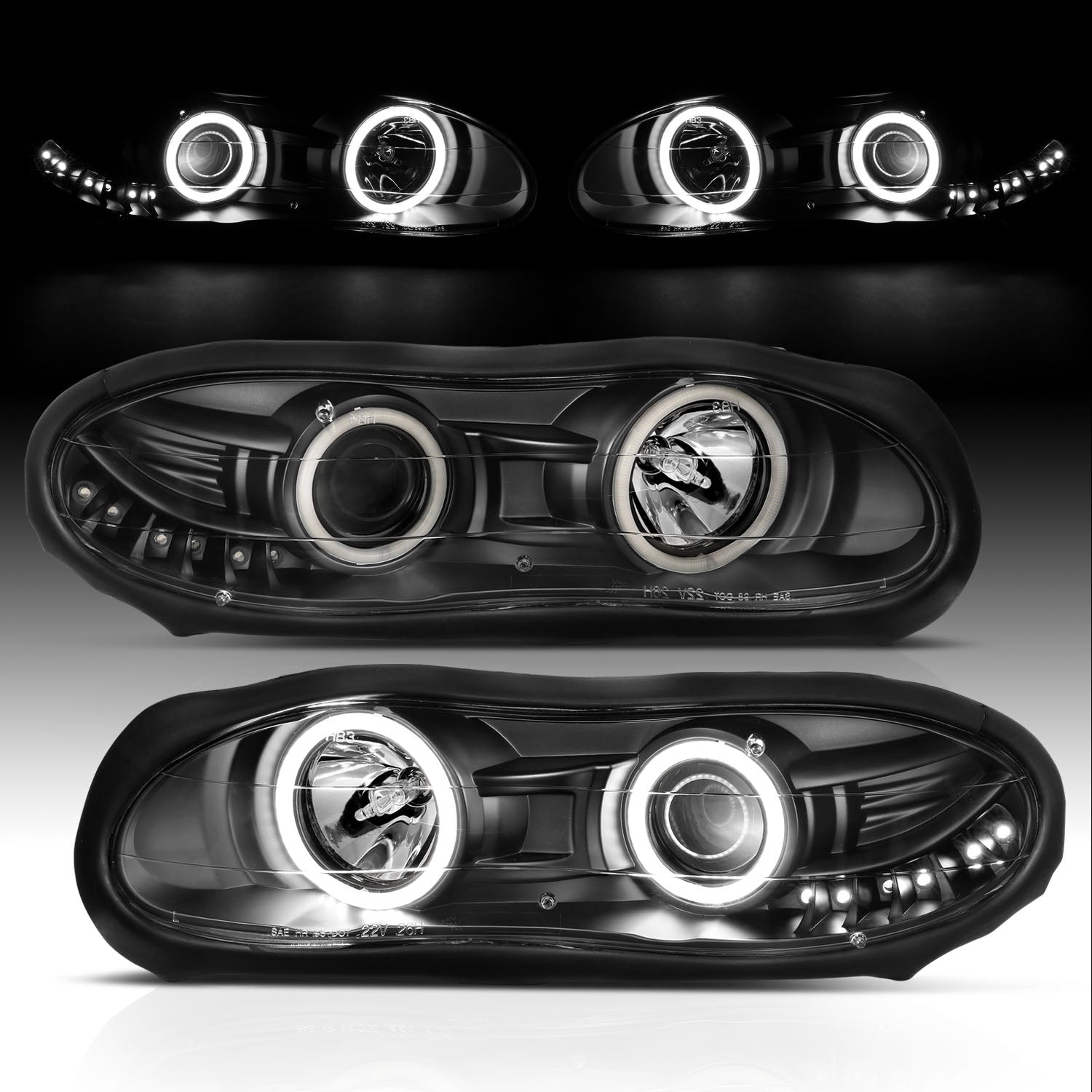 CHEVY CAMARO 98-01 PROJECTOR HEADLIGHTS HALO BLACK CLEAR (RX HALO)