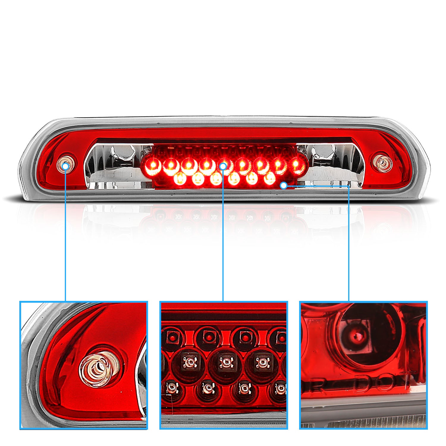 DODGE RAM 02-08 LED 3RD BRAKE LIGHT CRYSTAL LENS/RED HOUSING