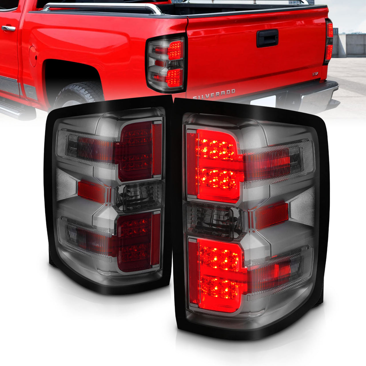 CHEVY SILVERADO 14-17 LED TAIL LIGHTS G2 SMOKE (NON-OEM LED ONLY)