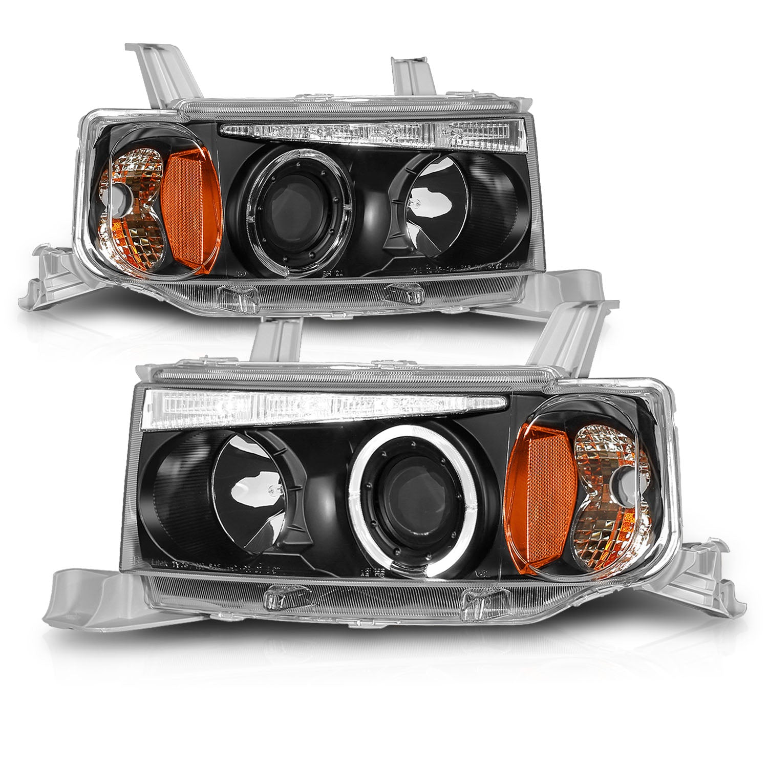 SCION XB 04-06 PROJECTOR HEADLIGHTS G2 HALO BLACK CLEAR AMBER