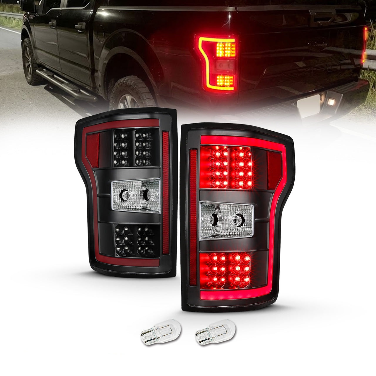 FORD F-150 2018 LED TAIL LIGHTS G2 JDM BLACK