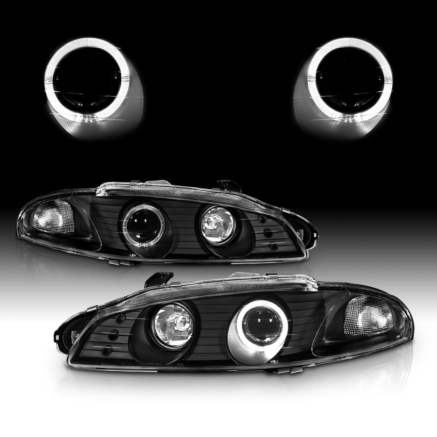 MITSUBISHI ECLIPSE 97-99 PROJECTOR HEADLIGHTS G2 1 HALO BLACK CLEAR