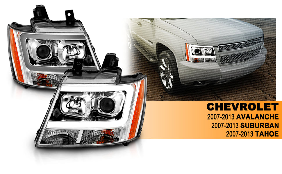 CHEVY TAHOE/SUBURBAN/AVALANCHE 07 PROJECTOR HEADLIGHTS G2 CHROME CLEAR AMBER