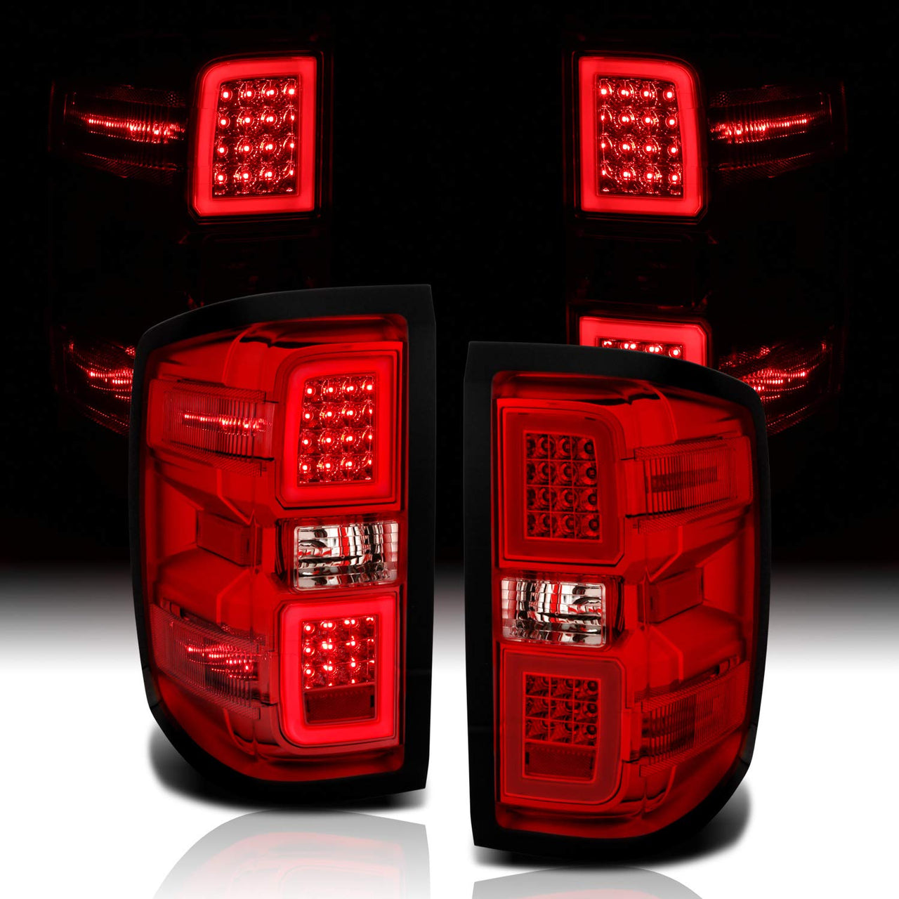 CHEVY SILVERADO 14-17 LED TAIL LIGHTS G4 RED LENS