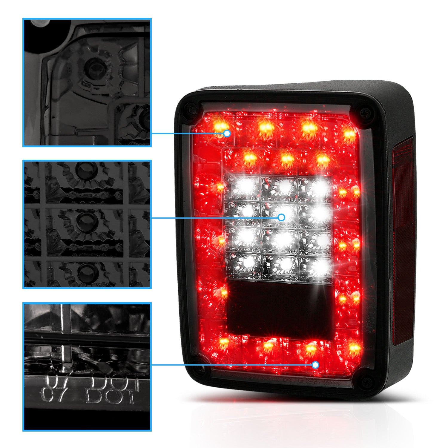 JEEP WRANGLER 07-17 LED TAIL LIGHTS SMOKE