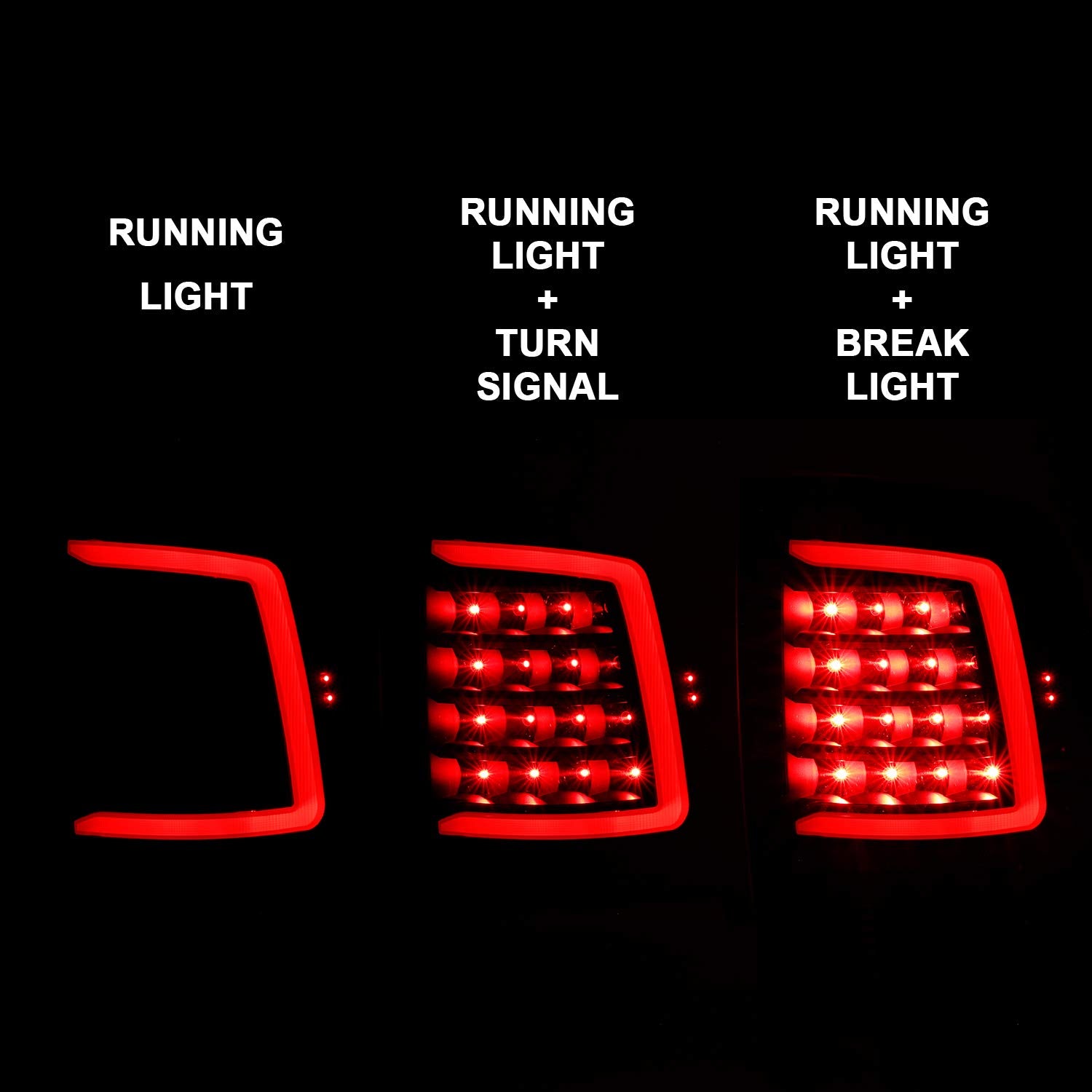 DODGE RAM 1500 09-18/ 2500 3500 10-18 LED TAIL LIGHTS BLACK HOUSING SMOKE LENS W/ C LIGHT BAR (NOT COMPATIBLE W/ ORIGINAL LED VERSION)