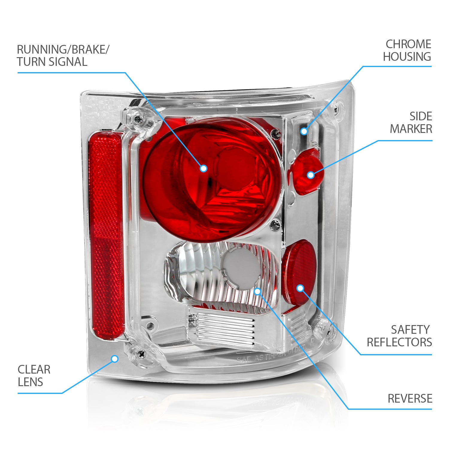 CHEVY FULLSIZE 73-87 TAIL LIGHTS CHROME