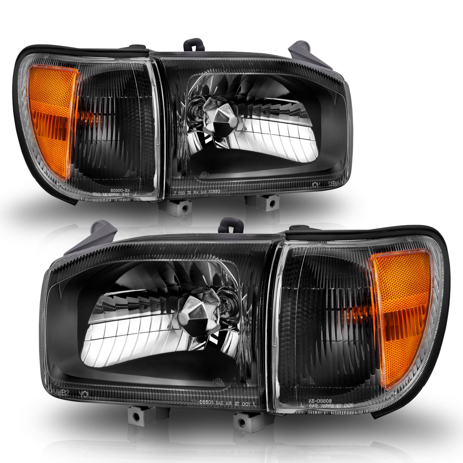 NISSAN PATHFINDER 99-03 HEADLIGHTS BLACK AMBER W/ CORNER LIGHTS