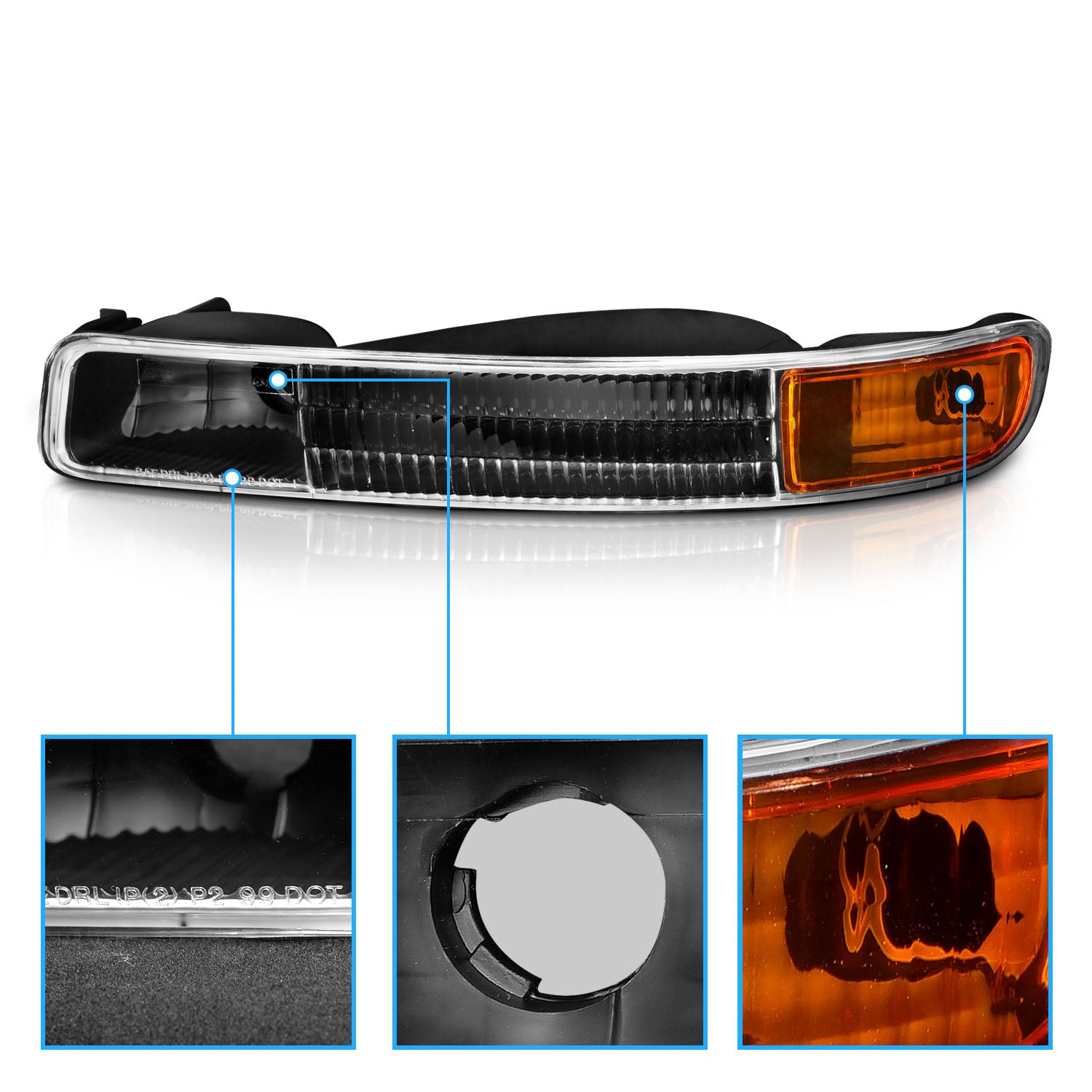 GMC YUKON/SIERRA 00-03 PARKING LIGHTS BLACK AMBER