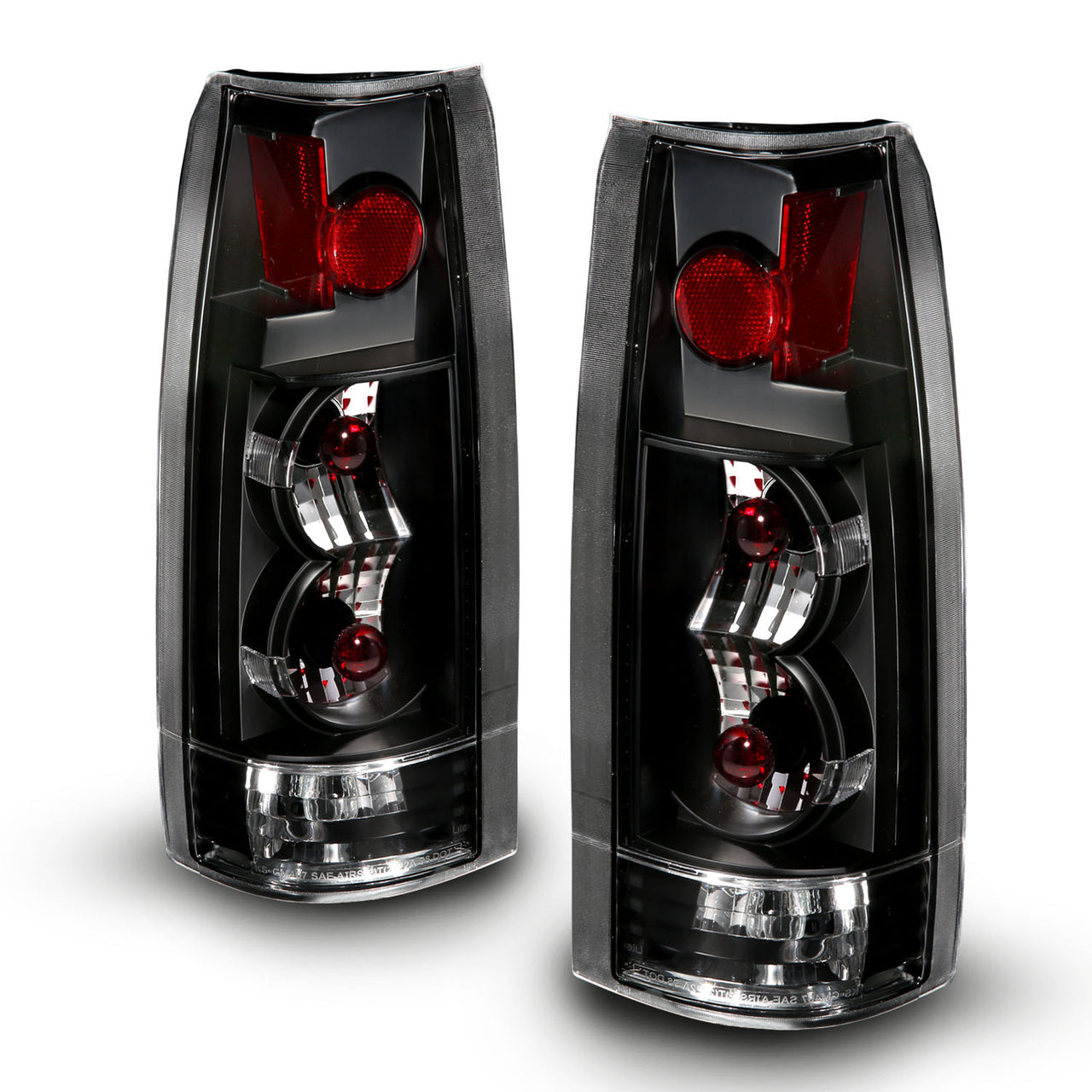 Chevy/GMC C/K 1500/2500/3500 88-99, SUBURBAN/YUKON 92-00, TAHOE 94-00, BLAZER 92-94, CADILLAC ESCALADE 99-00 TAIL LIGHTS BLACK NEW VERSION