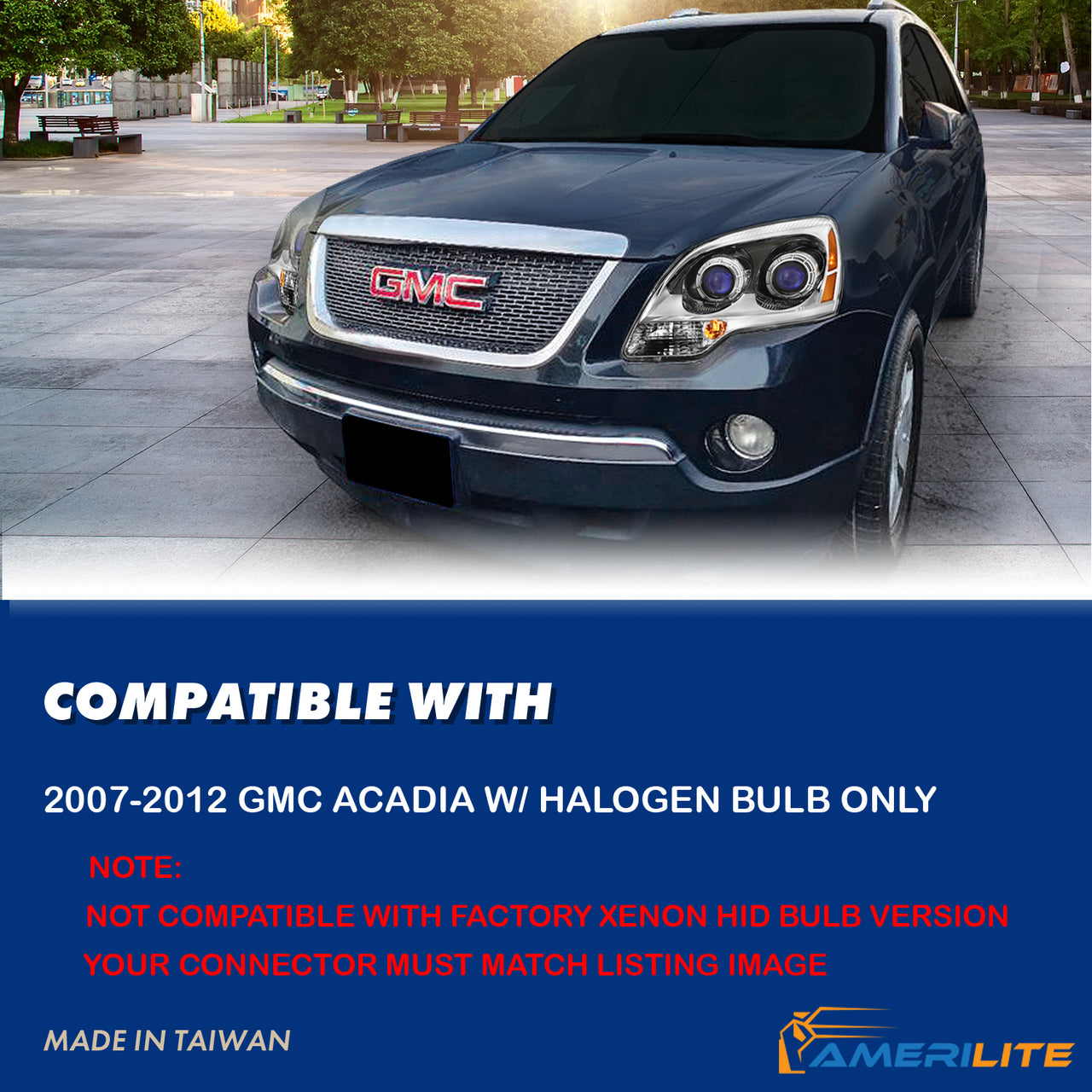 GMC ACADIA 07-12 PROJECTOR HEADLIGHTS CHROME AMBER (OE REPLACEMENT)