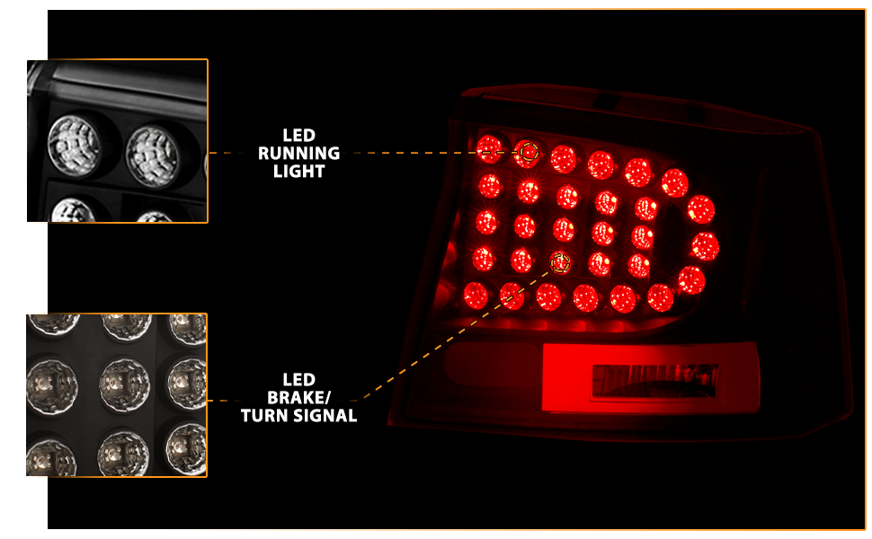 DODGE CHARGER 06-08 LED TAIL LIGHTS BLACK