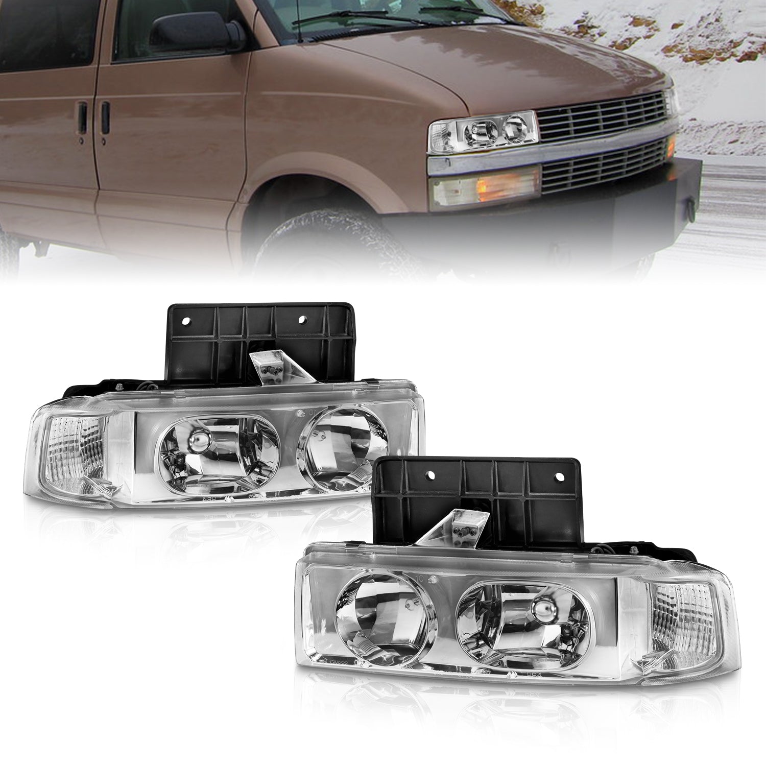 CHEVY ASTRO 95-03  HEADLIGHTS CHROME (1PCS W/ CORNER LIGHTS)