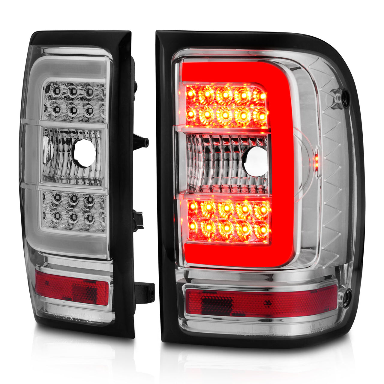 FORD RANGER 01-11 TAIL LIGHTS CHROME HOUSING CLEAR LENS W/C LIGHT BAR