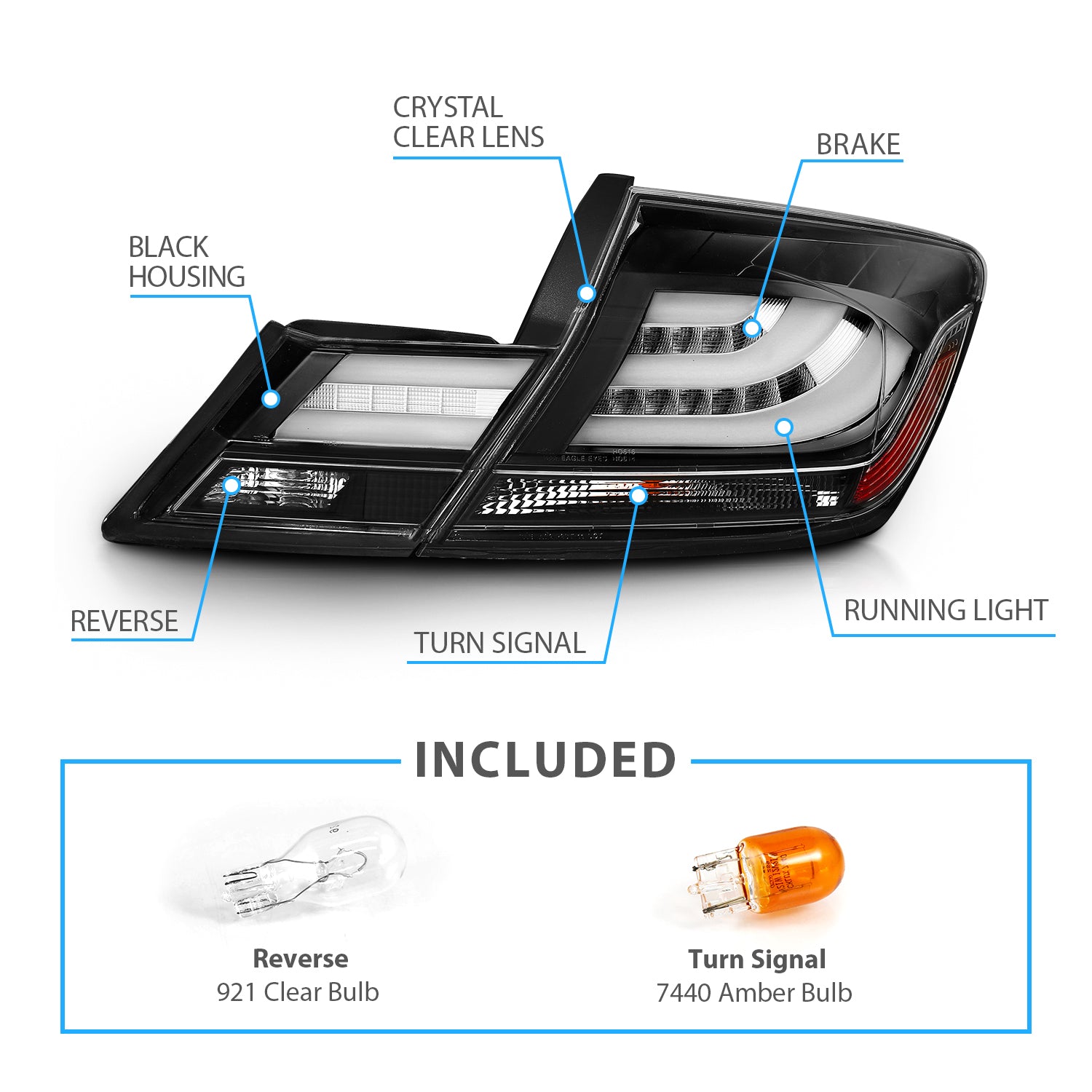 HONDA CIVIC 13-UP 4DR LED TAIL LIGHTS BLACK (4 PCS)