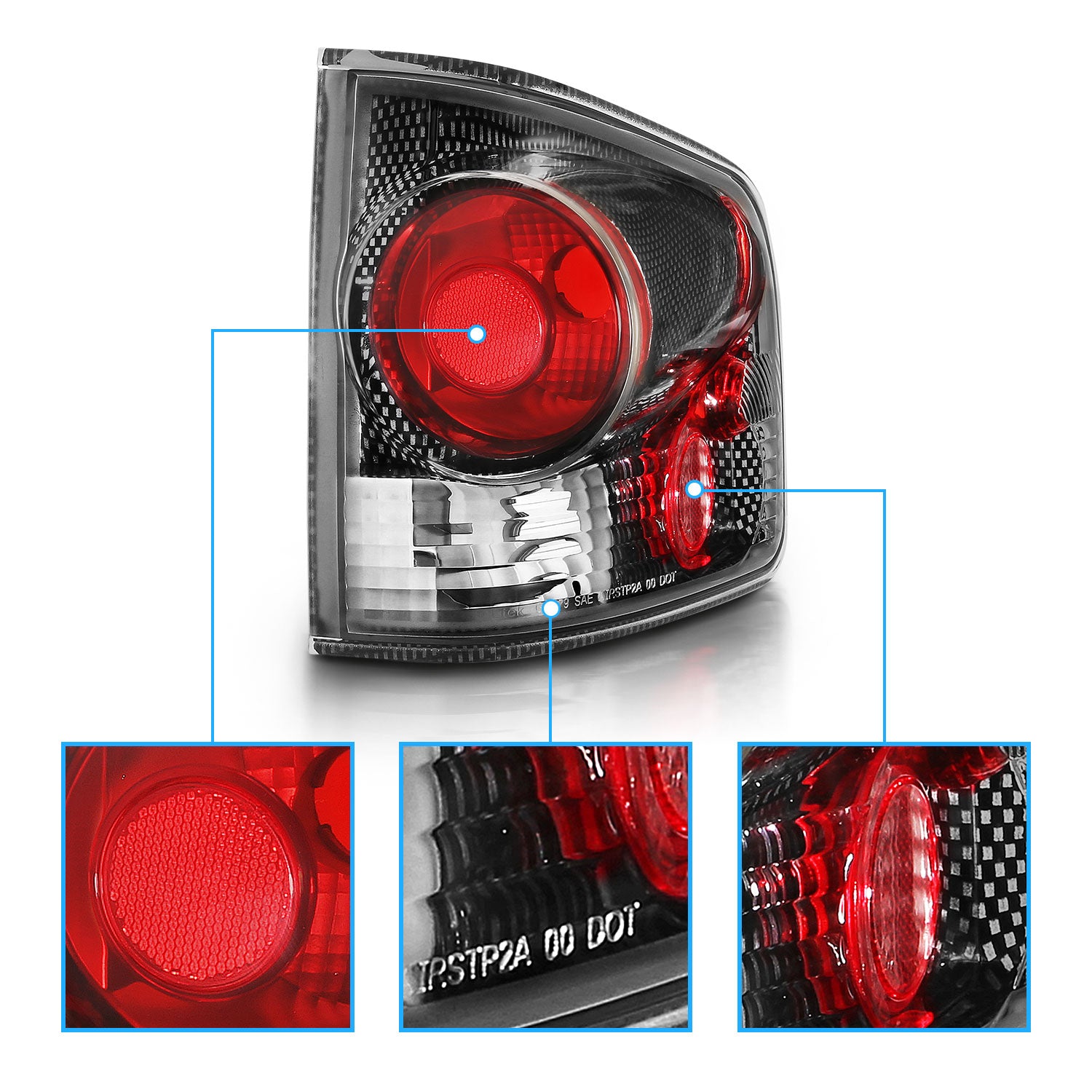 CHEVY S-10/GMC SONOMA 94-04 TAIL LIGHTS 3D STYLE CARBON